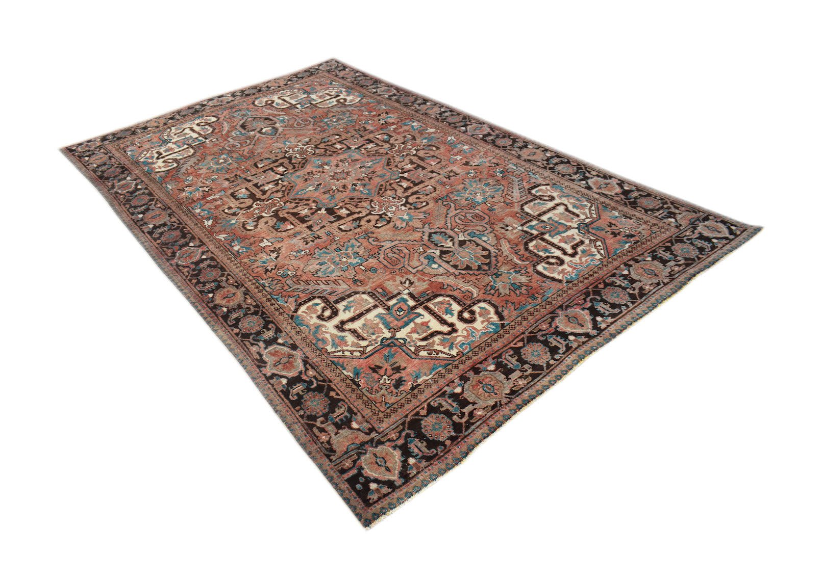 Handmade Vintage Persian Heriz Rug | 343 x 218 cm | 11'3" x 7' - Najaf Rugs & Textile