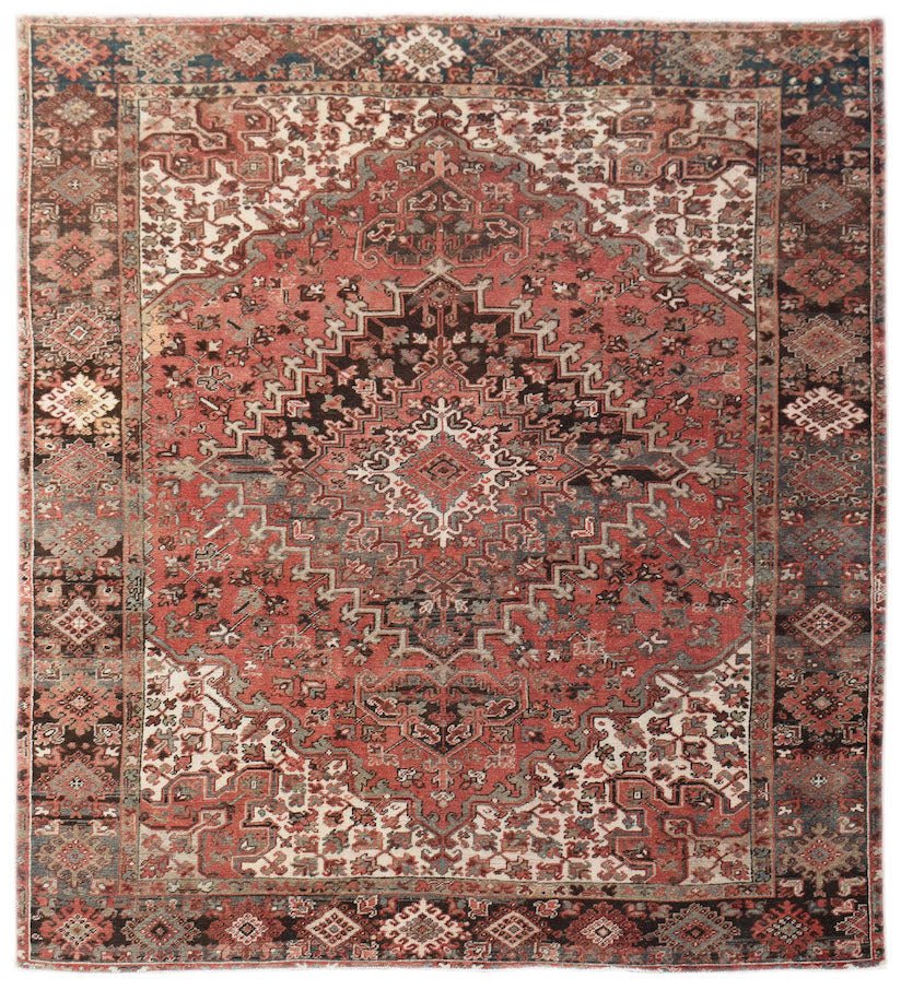 Handmade Vintage Persian Heriz Rug | 363 x 239 cm | 8'8" x 7'10" - Najaf Rugs & Textile