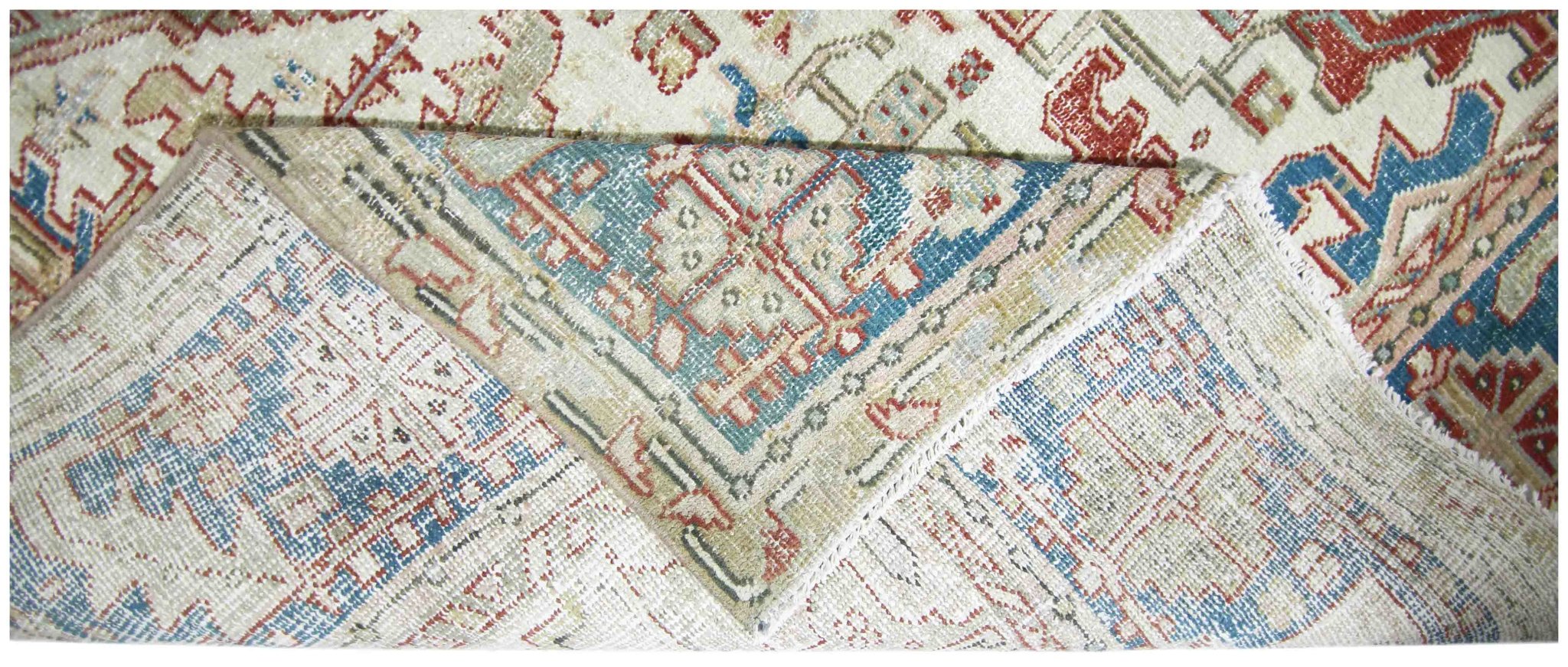 Handmade Vintage Persian Heriz Rug | 379 x 282 cm | 12'5" x 9'5" - Najaf Rugs & Textile