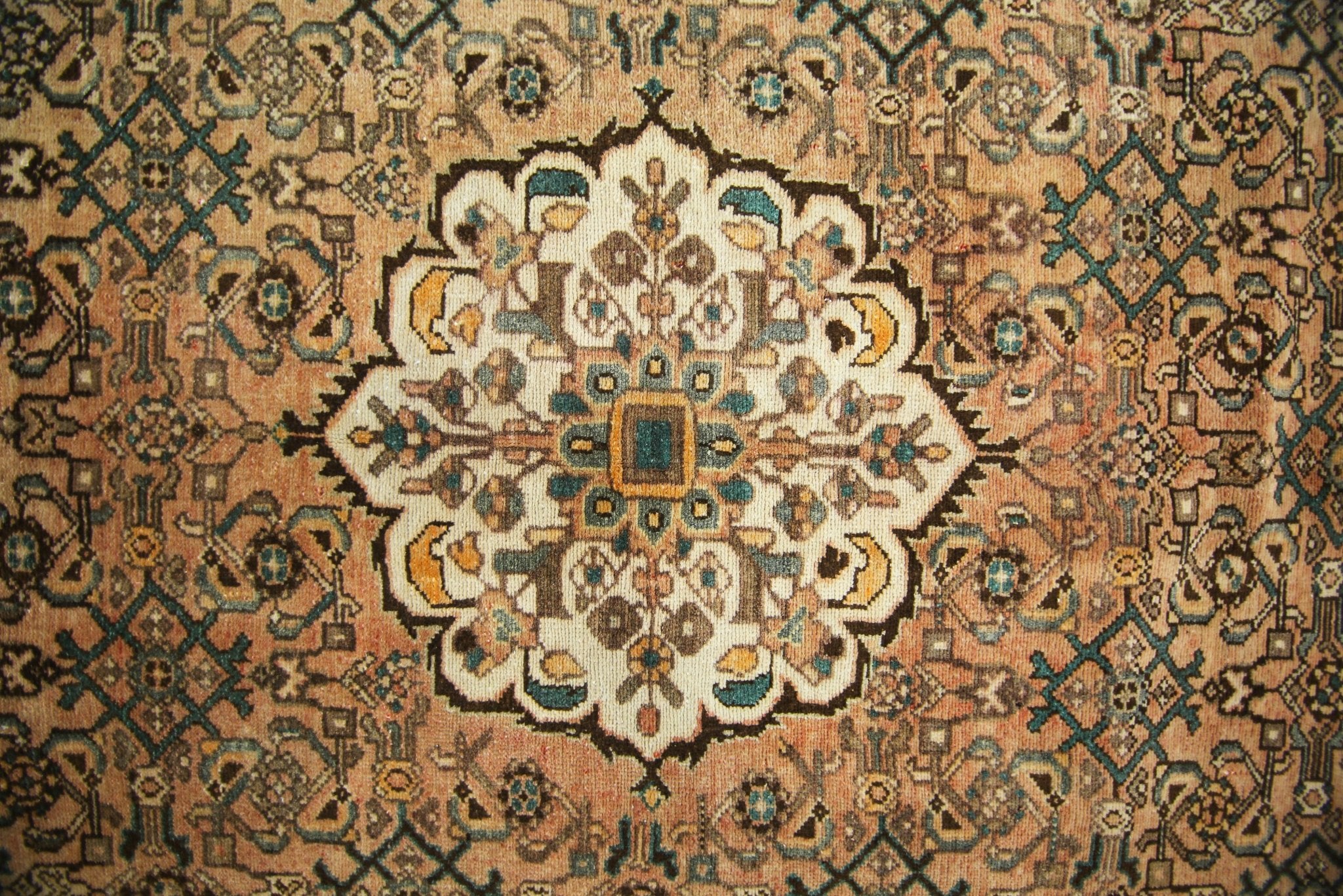 Handmade Vintage Persian Hossainabad Hallway Runner | 300 x 107 cm | 9'10" x 3'6" - Najaf Rugs & Textile