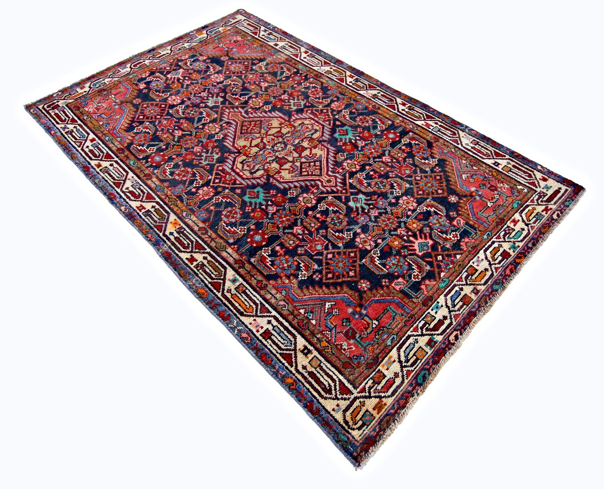 Handmade Vintage Persian Hossainabad Rug | 159 x 98 cm | 5'3" x 3'3" - Najaf Rugs & Textile