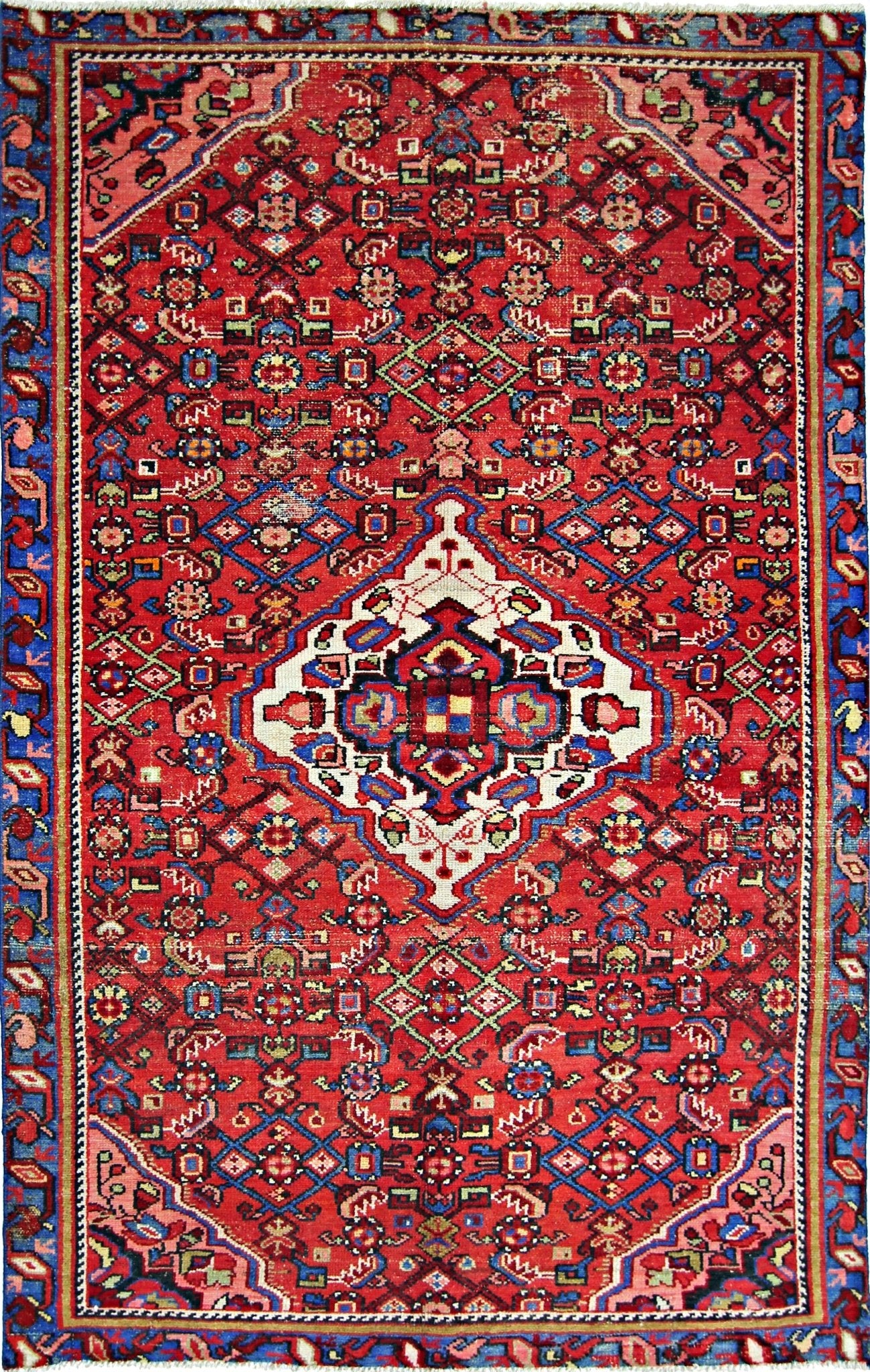 Handmade Vintage Persian Hossainabad Rug | 193 x 122 cm | 6'4" x 4' - Najaf Rugs & Textile