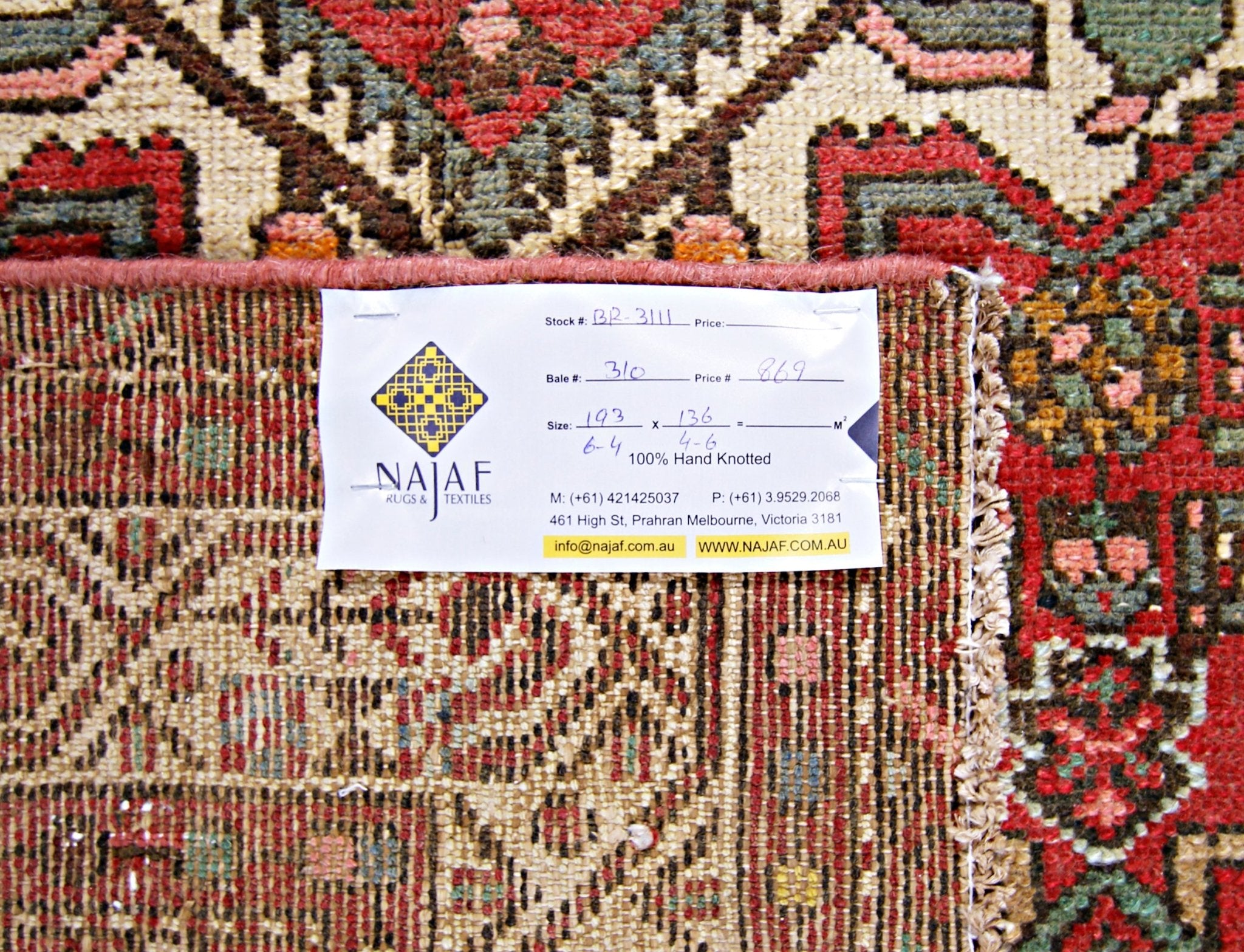 Handmade Vintage Persian Hossainabad Rug | 193 x 136 cm | 6'4" x 4'6" - Najaf Rugs & Textile