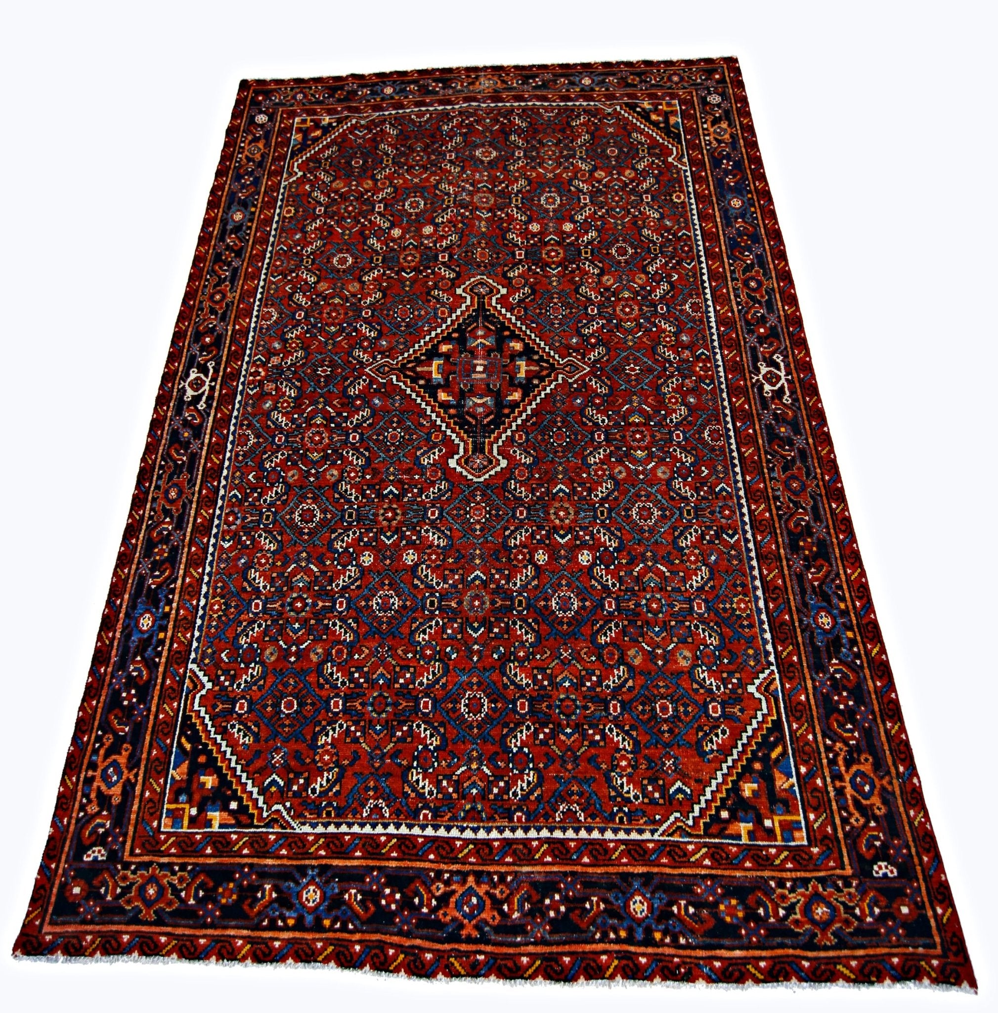 Handmade Vintage Persian Hossainabad Rug | 206 x 149 cm | 6'9" x 4'11" - Najaf Rugs & Textile