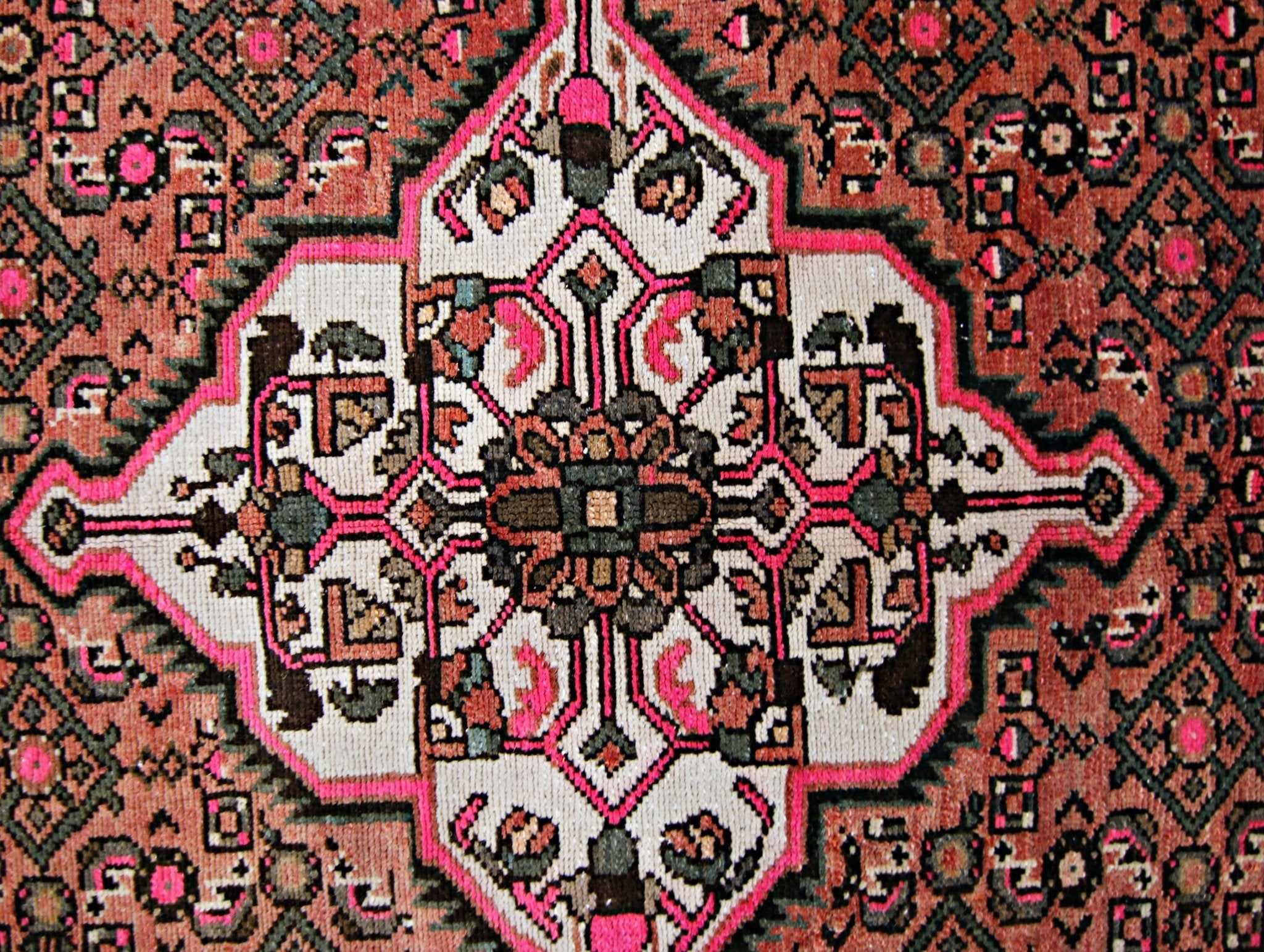 Handmade Vintage Persian Hossainabad Rug | 292 x 200 cm | 9'7" x 6'7" - Najaf Rugs & Textile