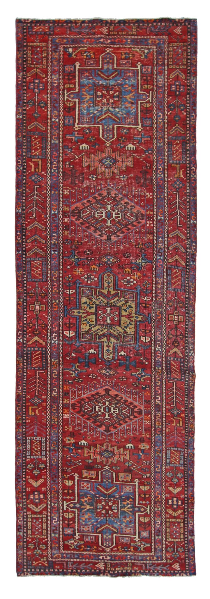 Handmade Vintage Persian Karaja Hallway Runner | 312 x 93 cm | 10'3" x 3'1" - Najaf Rugs & Textile