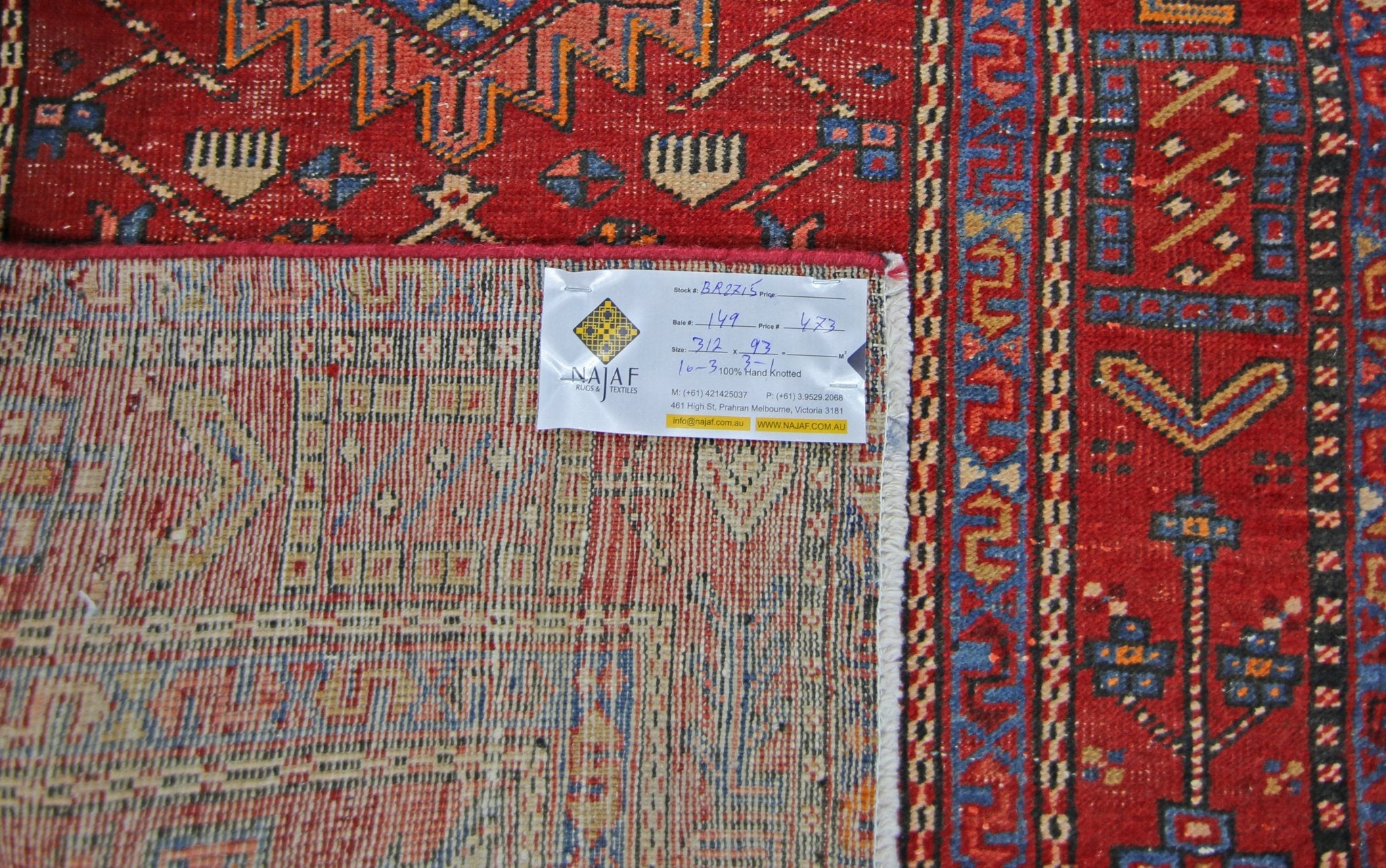 Handmade Vintage Persian Karaja Hallway Runner | 312 x 93 cm | 10'3" x 3'1" - Najaf Rugs & Textile