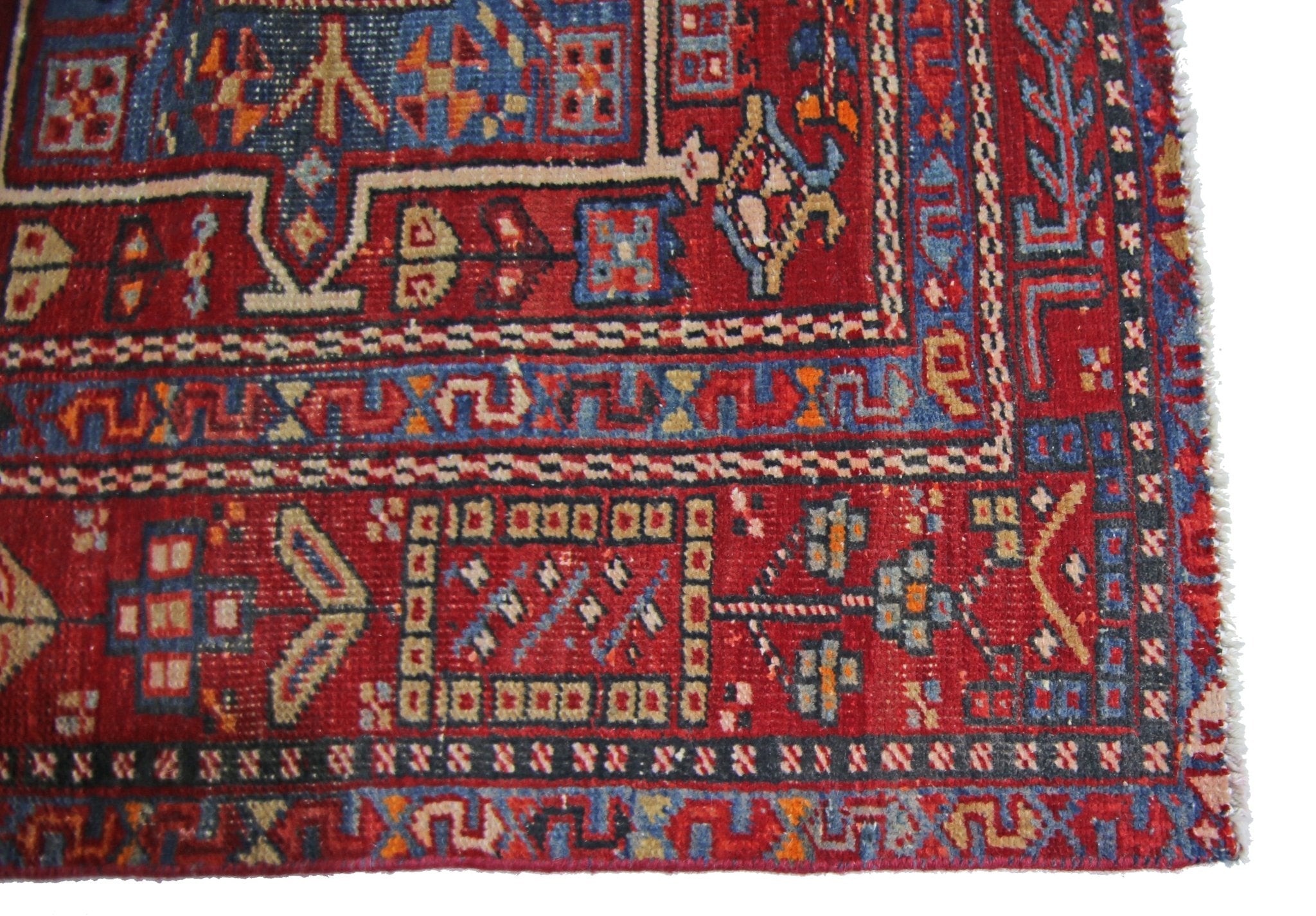 Handmade Vintage Persian Karaja Hallway Runner | 312 x 93 cm | 10'3" x 3'1" - Najaf Rugs & Textile