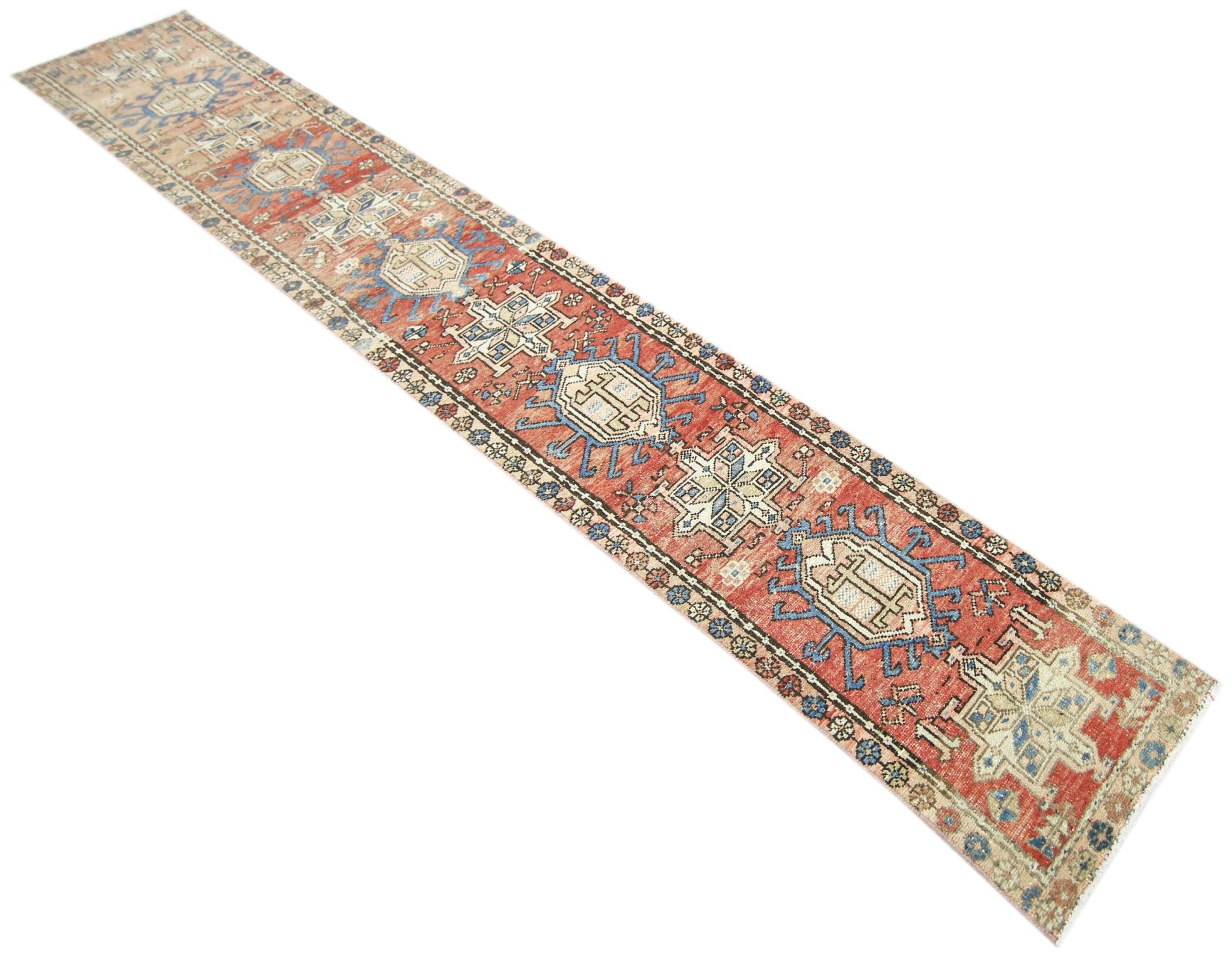 Handmade Vintage Persian Karaja Hallway Runner | 313 x 45 cm | 10'3" x 1'6" - Najaf Rugs & Textile