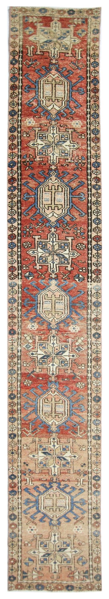 Handmade Vintage Persian Karaja Hallway Runner | 313 x 45 cm | 10'3" x 1'6" - Najaf Rugs & Textile
