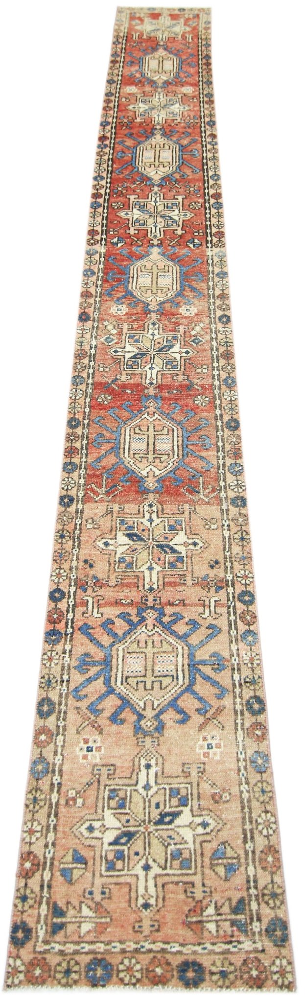 Handmade Vintage Persian Karaja Hallway Runner | 313 x 45 cm | 10'3" x 1'6" - Najaf Rugs & Textile