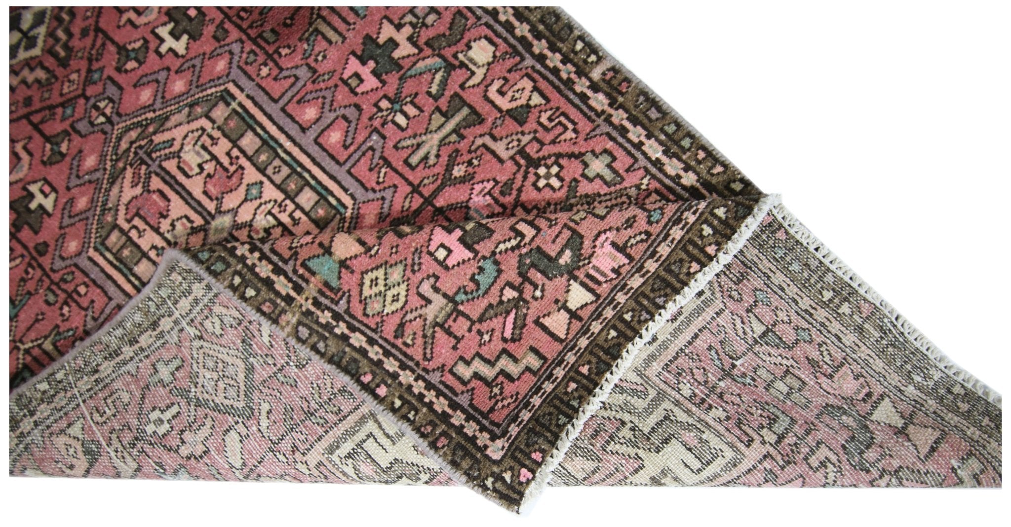 Handmade Vintage Persian Karaja Hallway Runner | 330 x 72 cm | 10'10" x 2'4" - Najaf Rugs & Textile
