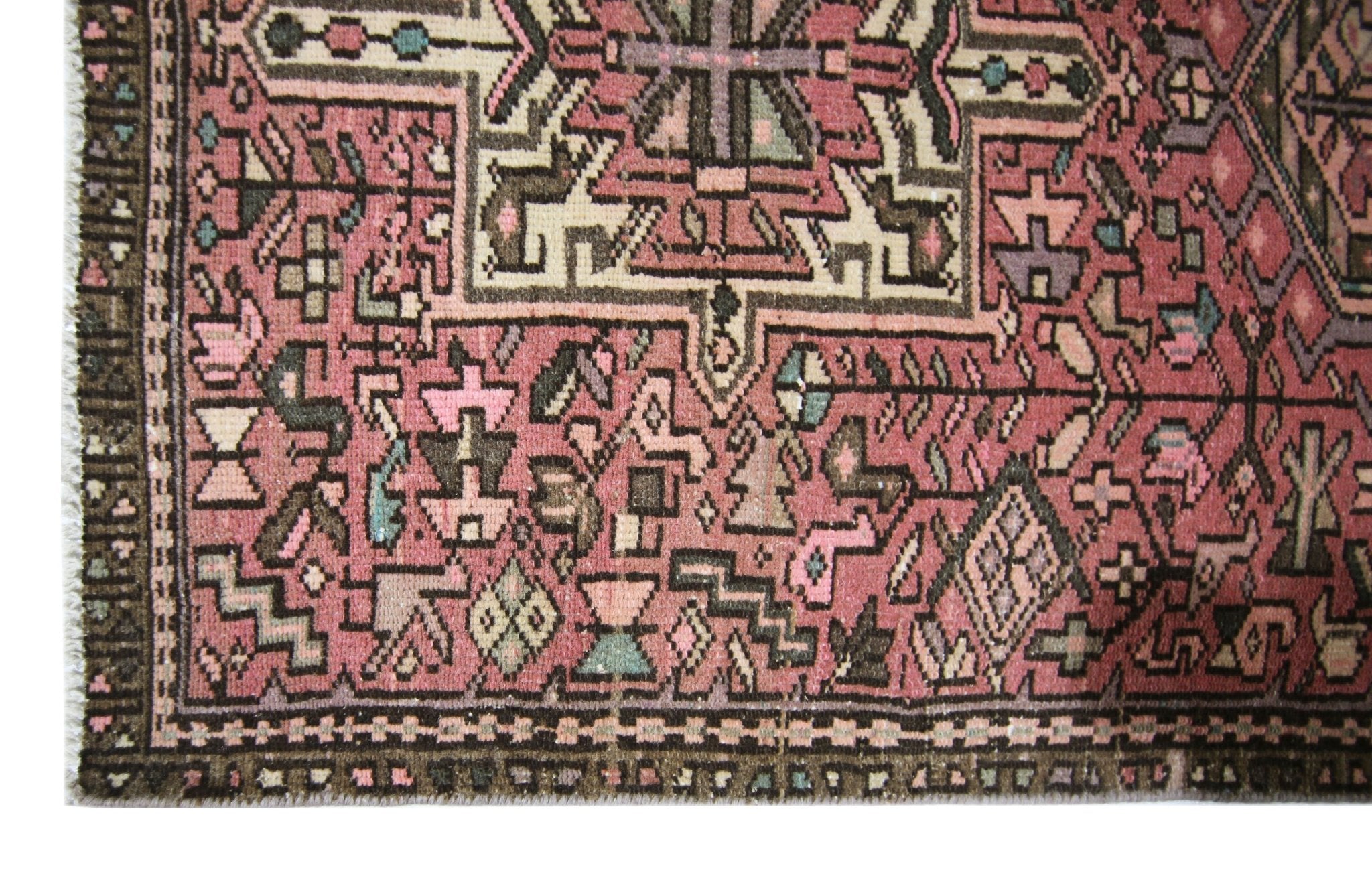 Handmade Vintage Persian Karaja Hallway Runner | 330 x 72 cm | 10'10" x 2'4" - Najaf Rugs & Textile