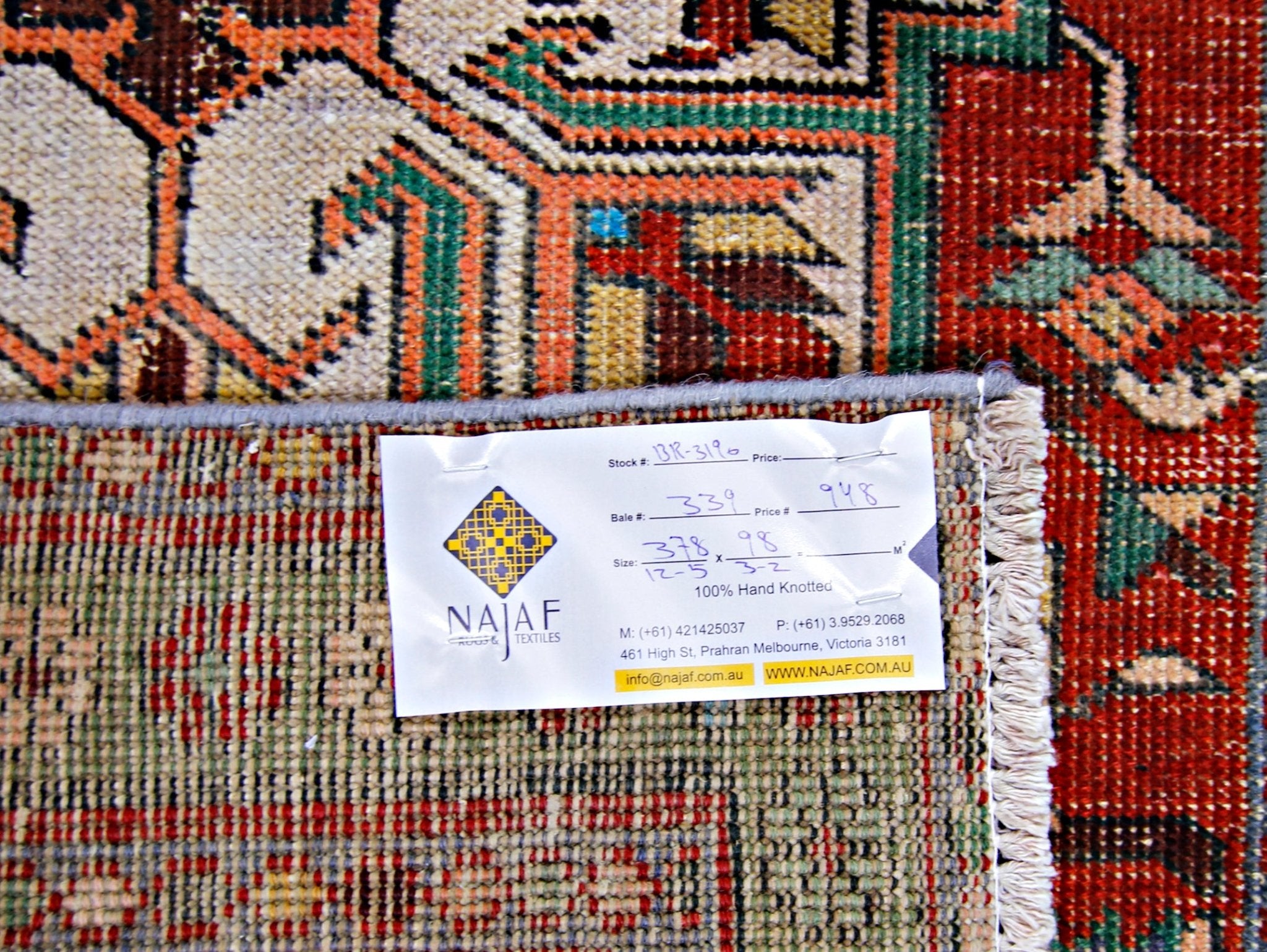 Handmade Vintage Persian Karaja Hallway Runner | 378 x 98 cm | 12'15" x 3'2" - Najaf Rugs & Textile
