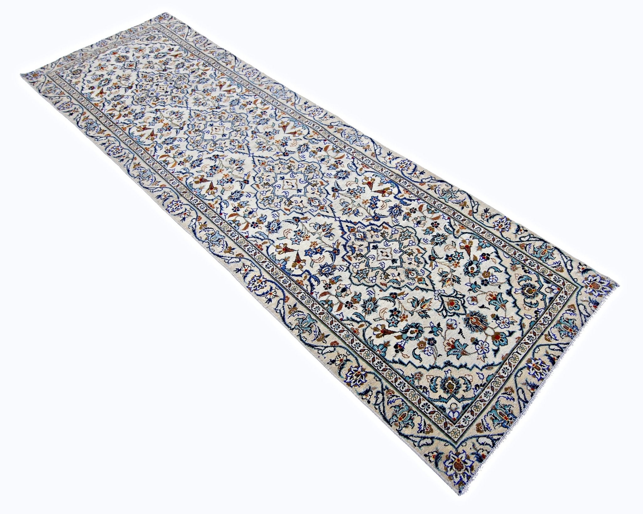 Handmade Vintage Persian Kashan Hallway Runner | 283 x 83 cm | 9'3" x 2'9" - Najaf Rugs & Textile