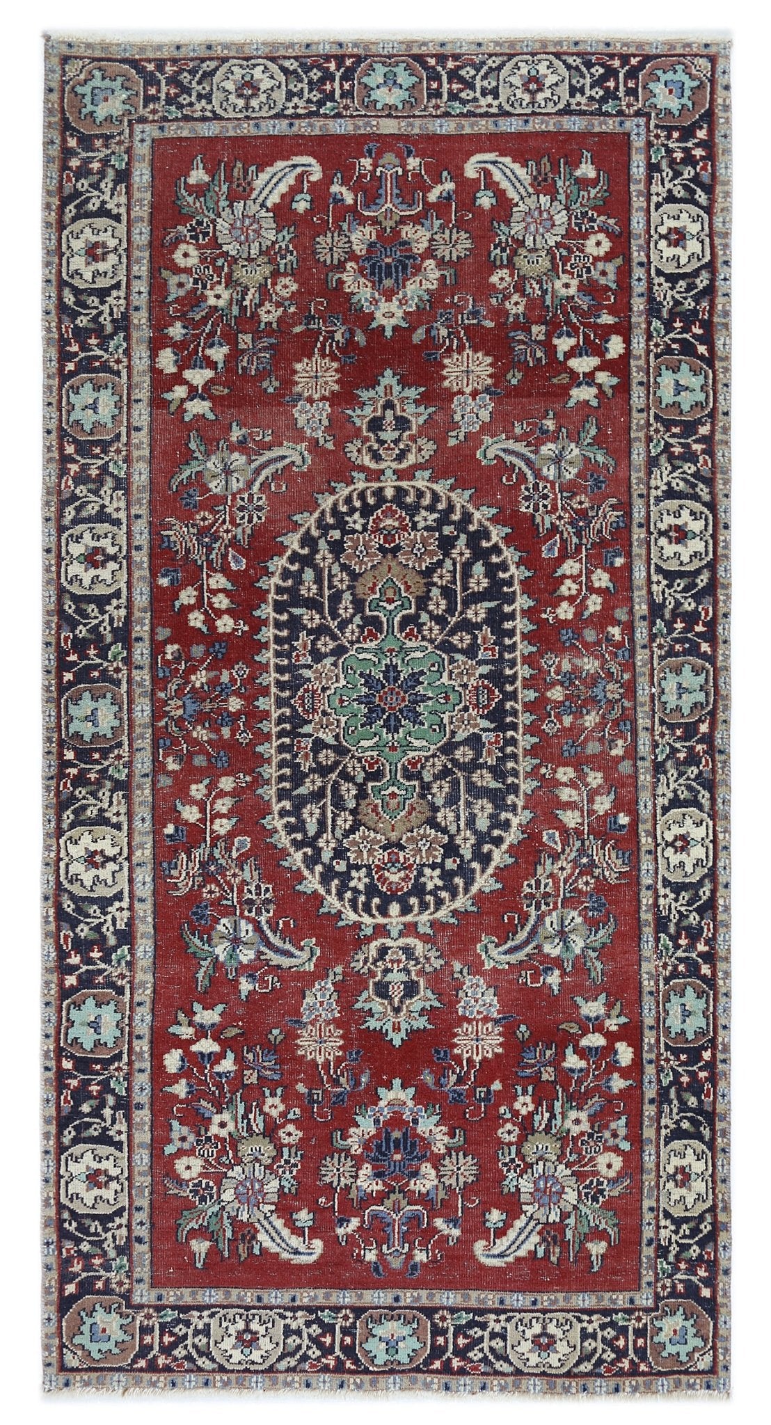 Handmade Vintage Persian Kashan Rug | 132 x 67 cm | 4'4" x 2'2" - Najaf Rugs & Textile