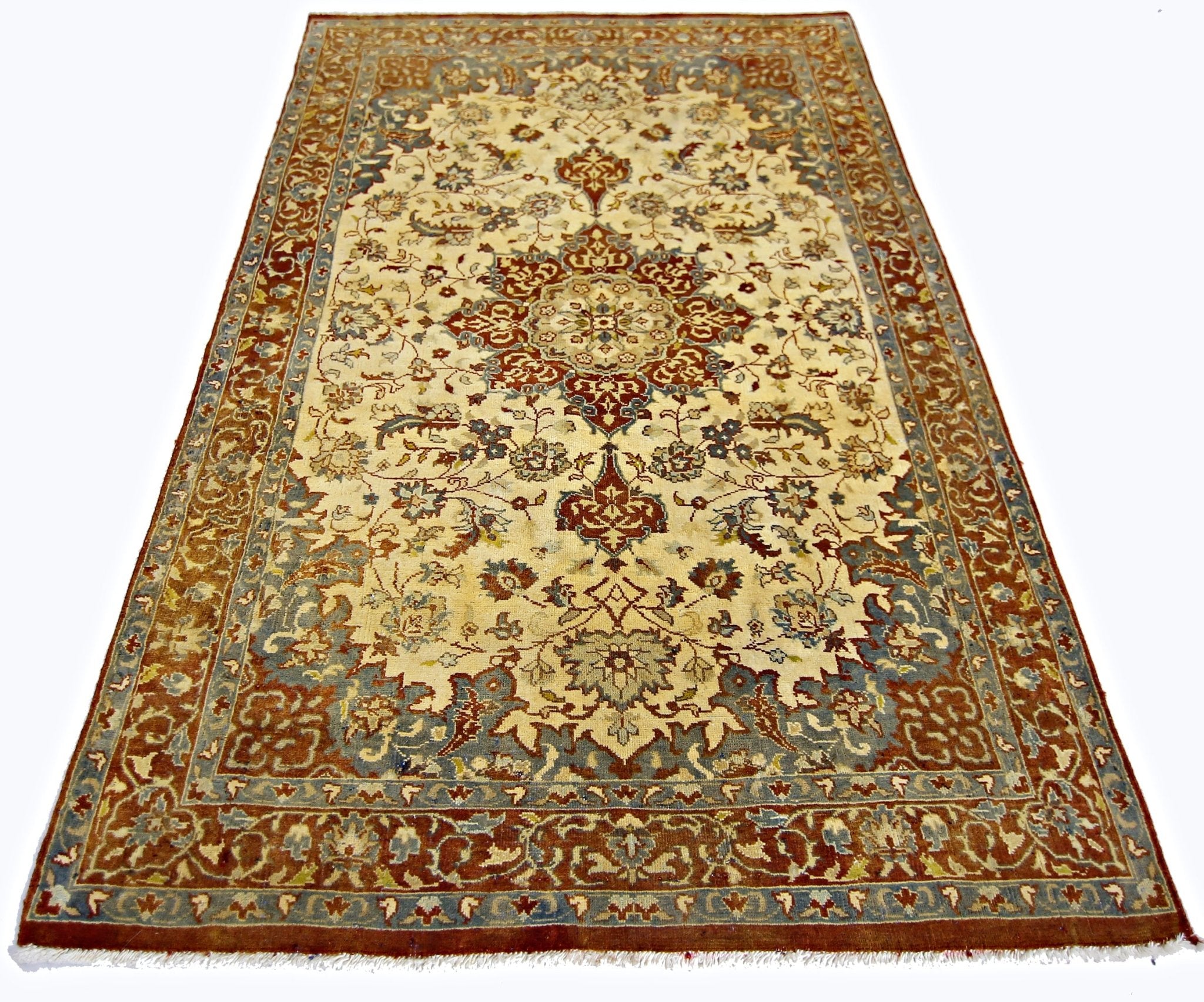 Handmade Vintage Persian Kashan Rug | 155 x 99 cm | 5'1" x 3'3" - Najaf Rugs & Textile