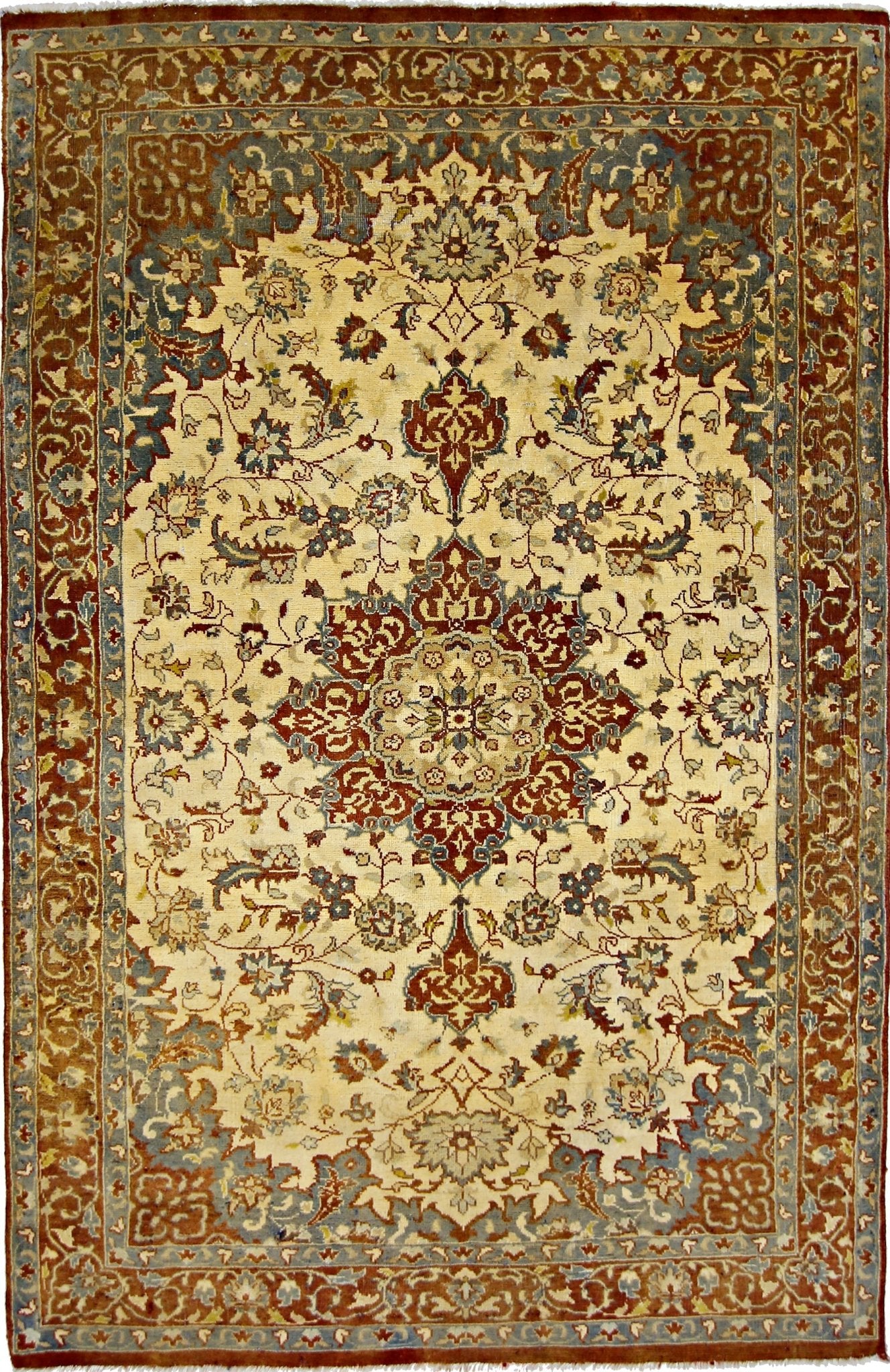 Handmade Vintage Persian Kashan Rug | 155 x 99 cm | 5'1" x 3'3" - Najaf Rugs & Textile