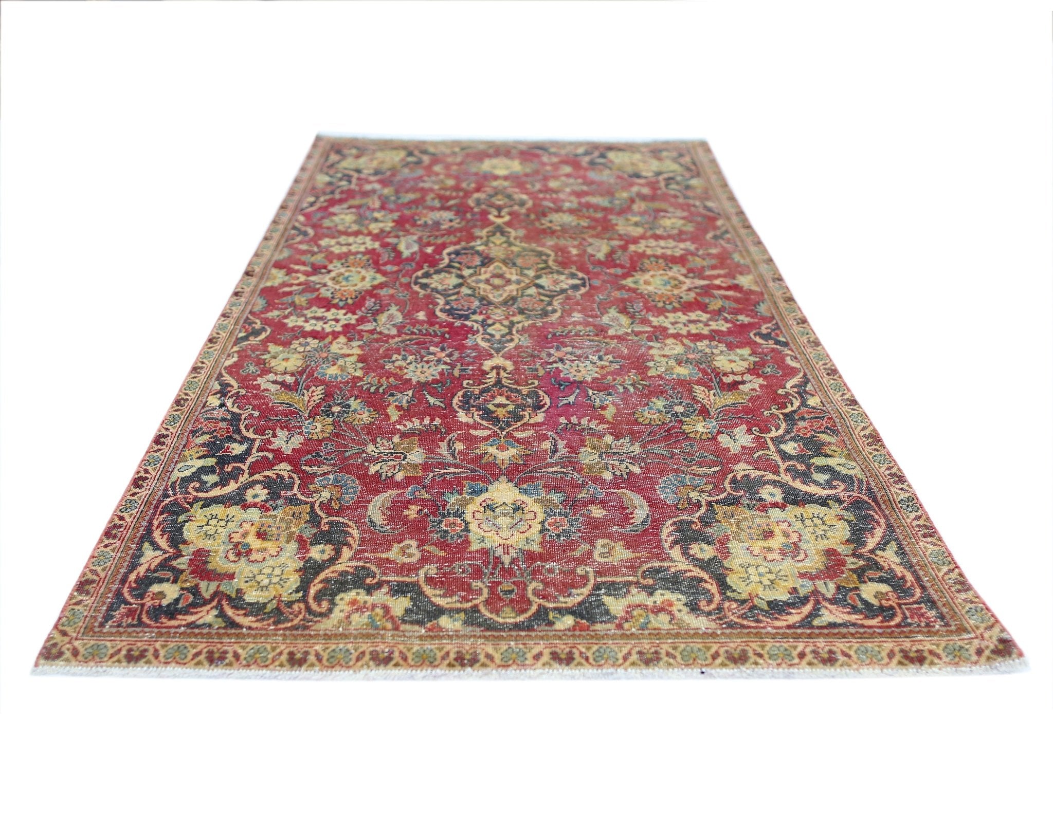 Handmade Vintage Persian Kashan Rug | 171 x 92 cm | 5'8" x 3' - Najaf Rugs & Textile