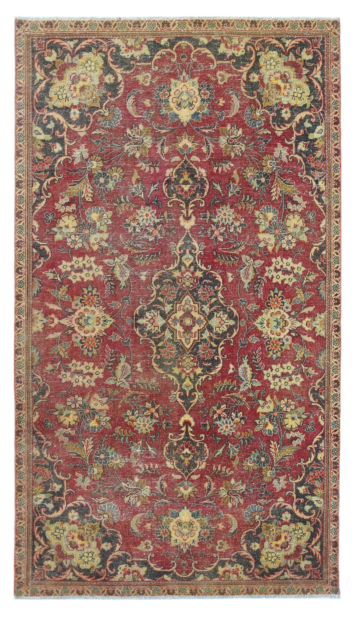 Handmade Vintage Persian Kashan Rug | 171 x 92 cm | 5'8" x 3' - Najaf Rugs & Textile