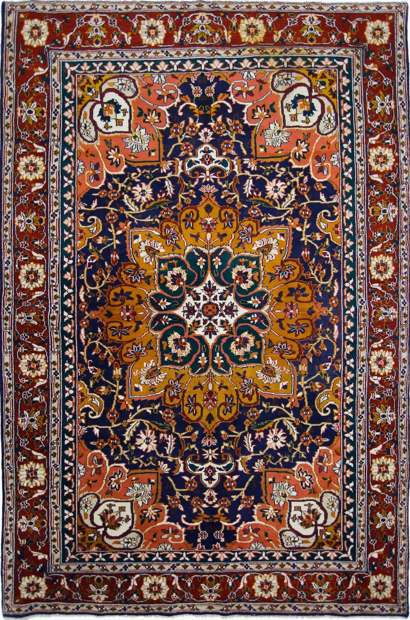 Handmade Vintage Persian Kashan Rug | 185 x 121 cm | 6'1" x 3'11" - Najaf Rugs & Textile