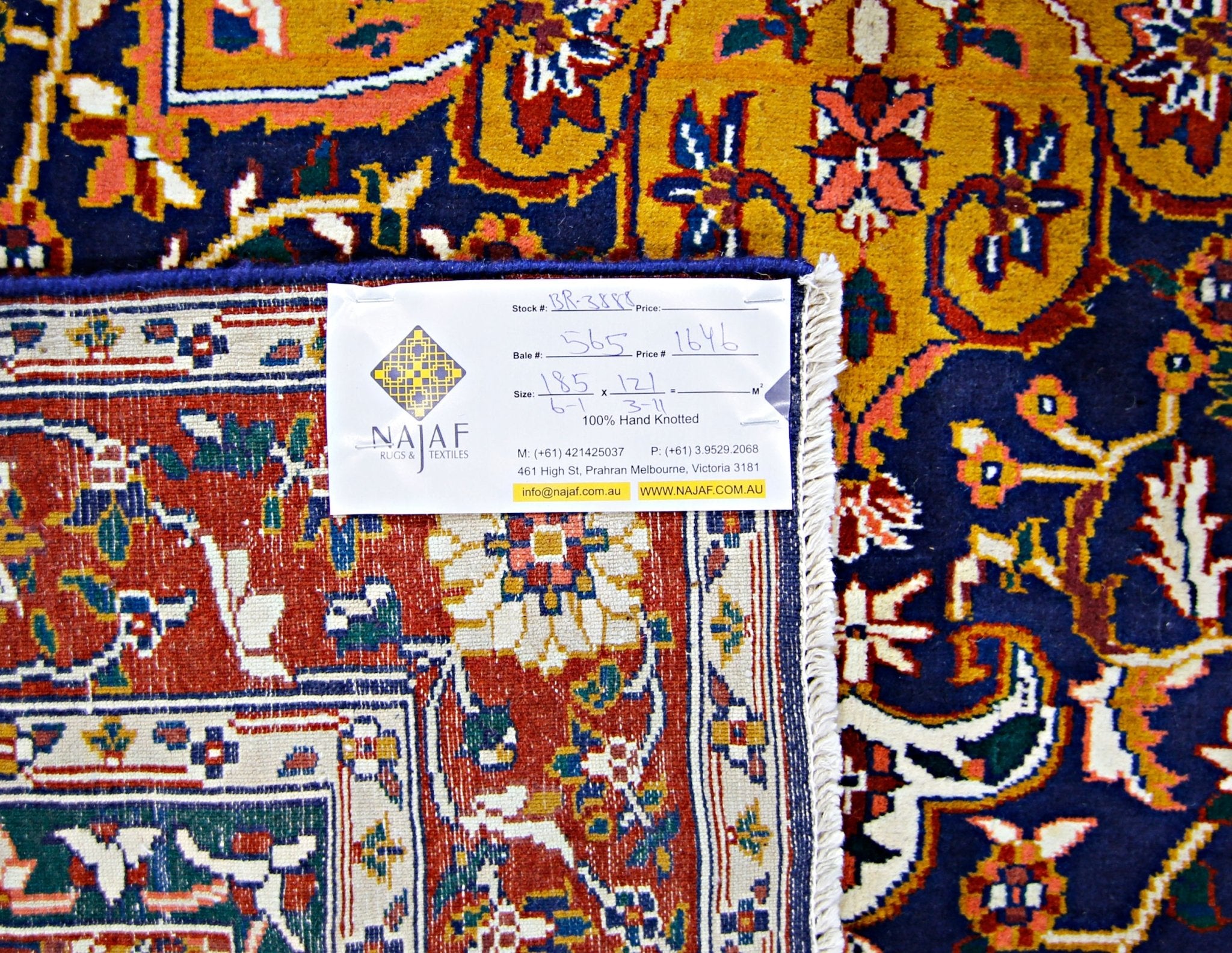 Handmade Vintage Persian Kashan Rug | 185 x 121 cm | 6'1" x 3'11" - Najaf Rugs & Textile