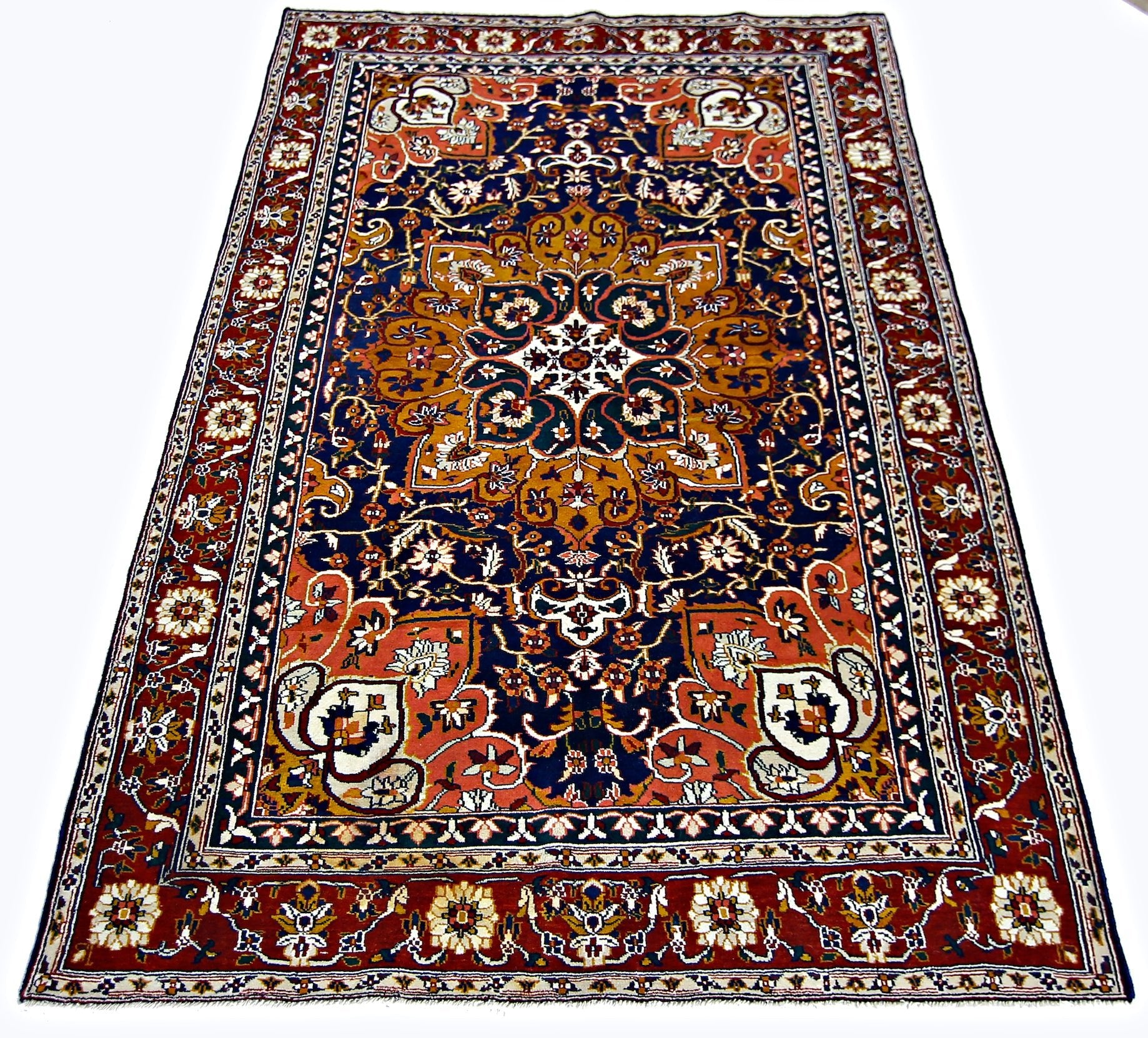 Handmade Vintage Persian Kashan Rug | 185 x 121 cm | 6'1" x 3'11" - Najaf Rugs & Textile