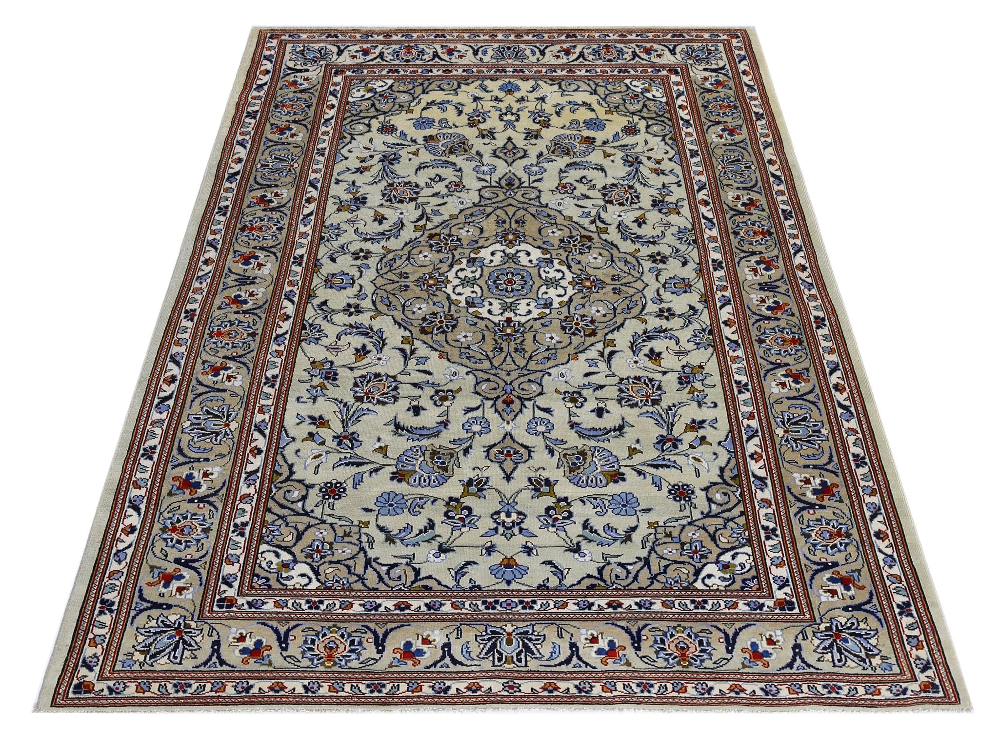 Handmade Vintage Persian Kashan Rug | 214 x 134 cm | 7' x 4'5" - Najaf Rugs & Textile