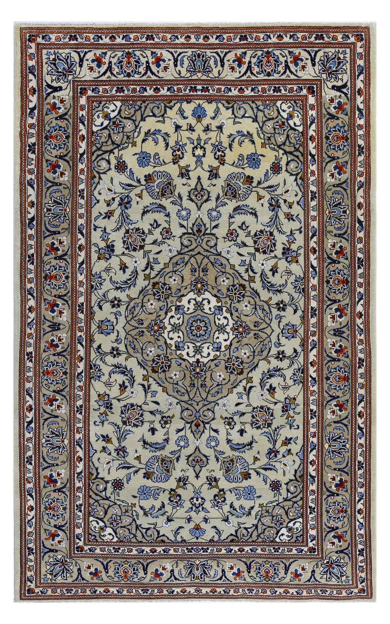 Handmade Vintage Persian Kashan Rug | 214 x 134 cm | 7' x 4'5" - Najaf Rugs & Textile