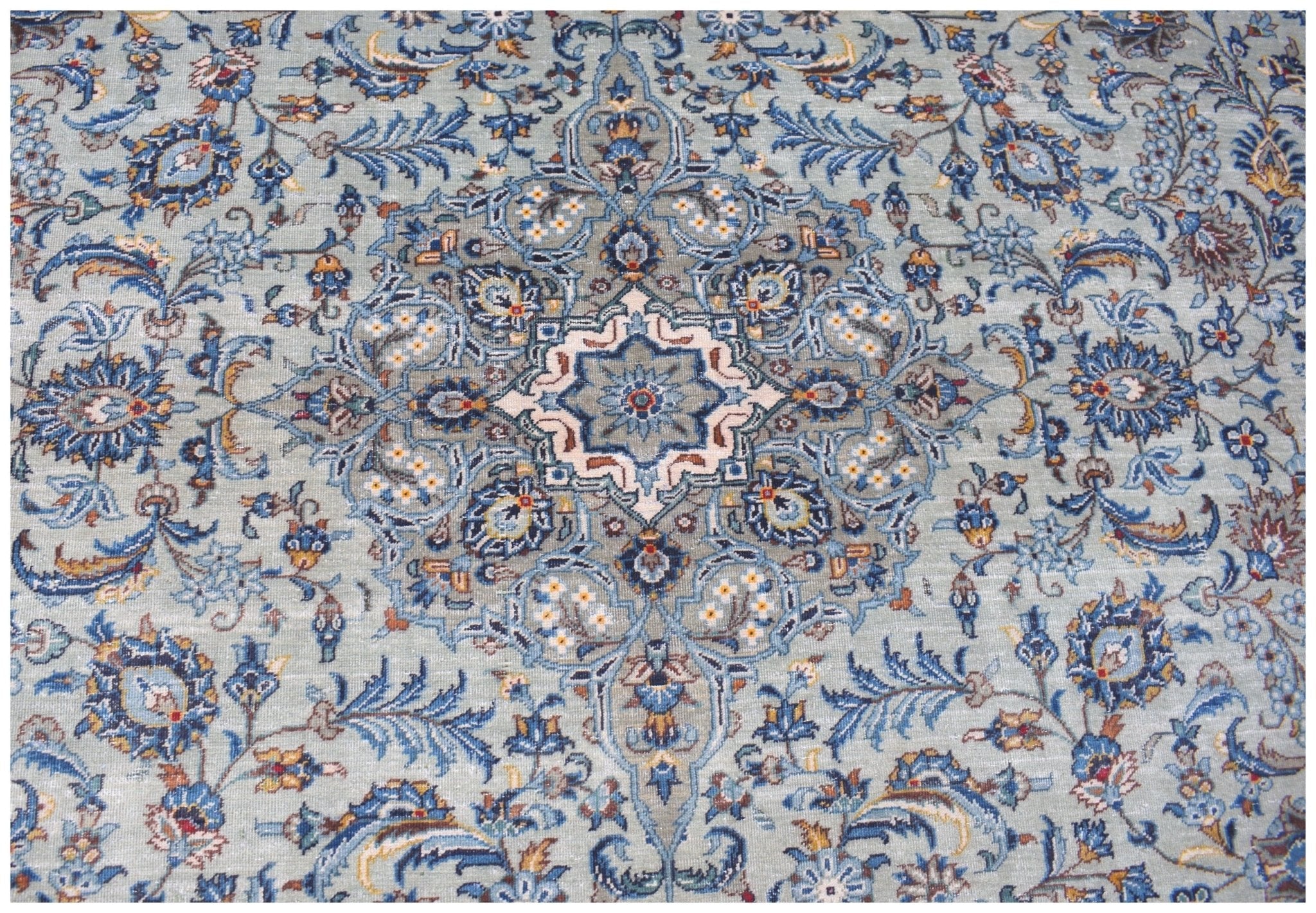 Handmade Vintage Persian Kashan Rug | 293 x 189 cm | 9'7" x 6'7" - Najaf Rugs & Textile