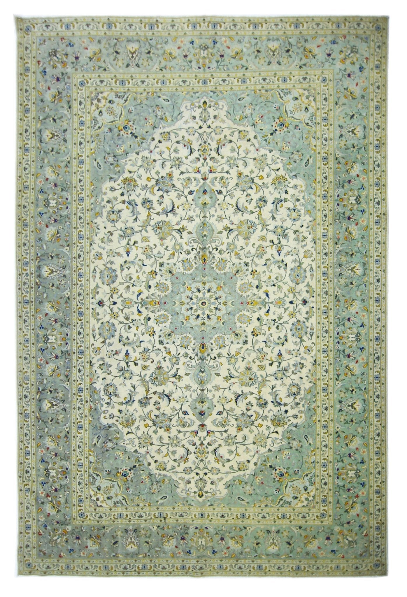 Handmade Vintage Persian Kashan Rug | 329 x 218 cm | 10'10" x 7'2" - Najaf Rugs & Textile