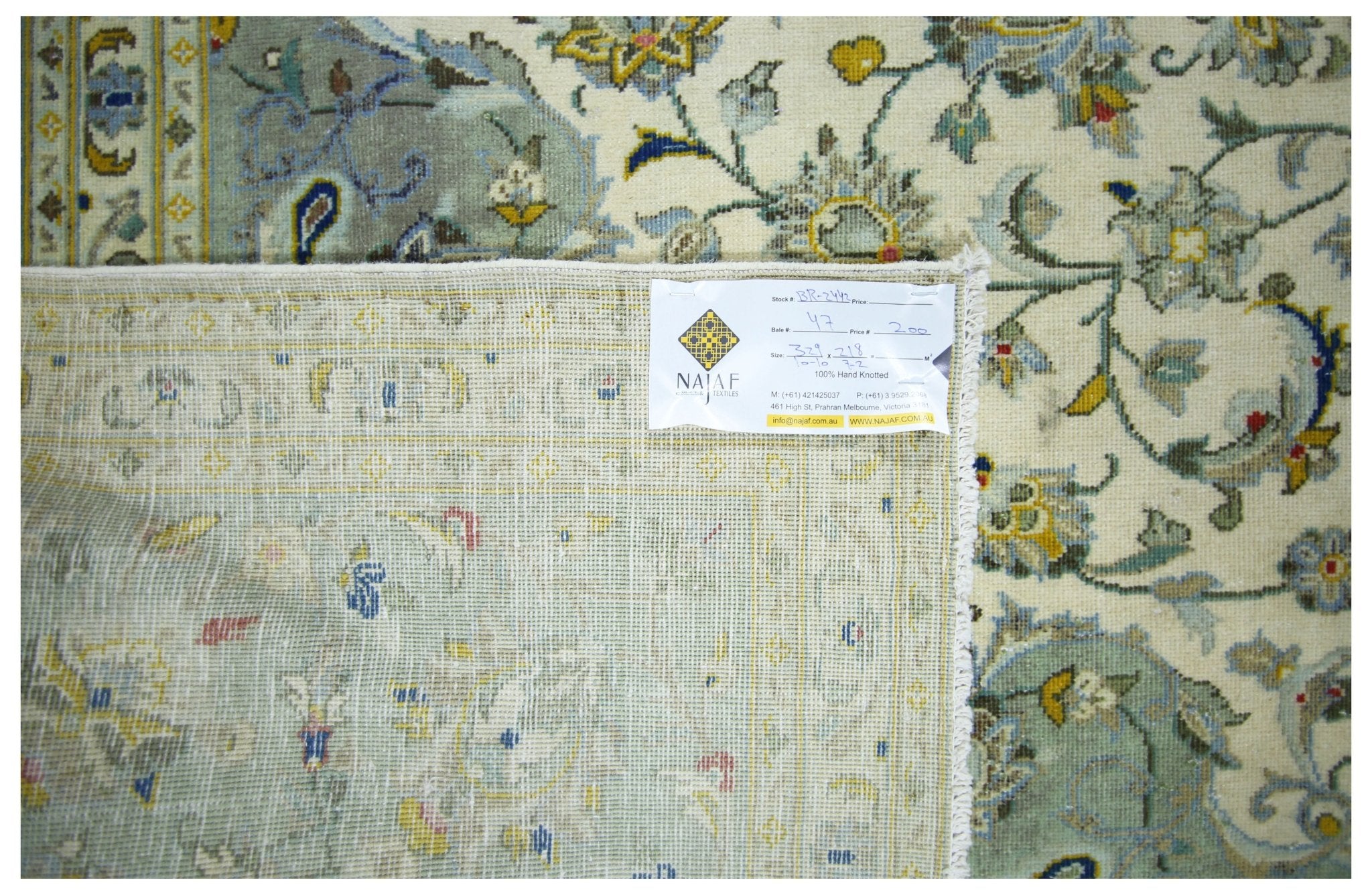 Handmade Vintage Persian Kashan Rug | 329 x 218 cm | 10'10" x 7'2" - Najaf Rugs & Textile