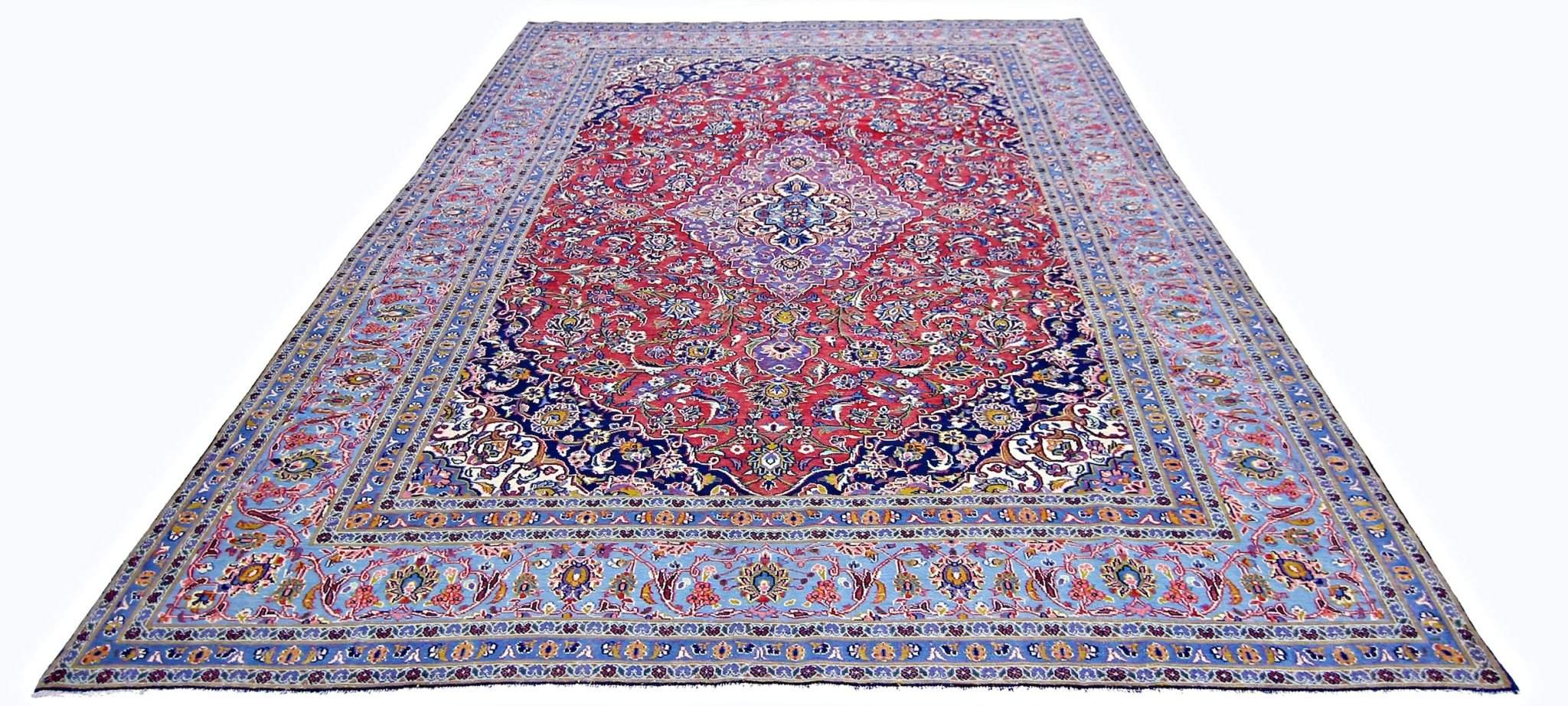 Handmade Vintage Persian Kashan Rug | 333 x 233 cm | 10'11" x 7'8" - Najaf Rugs & Textile