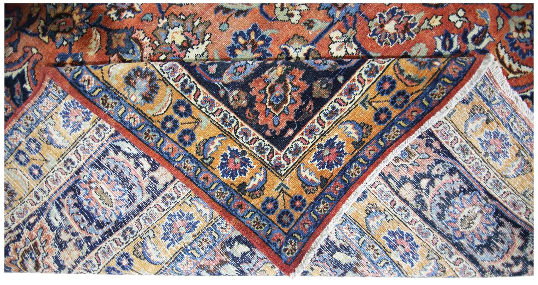 Handmade Vintage Persian Kashan Rug | 359 x 255 cm | 11'9" x 8'4" - Najaf Rugs & Textile