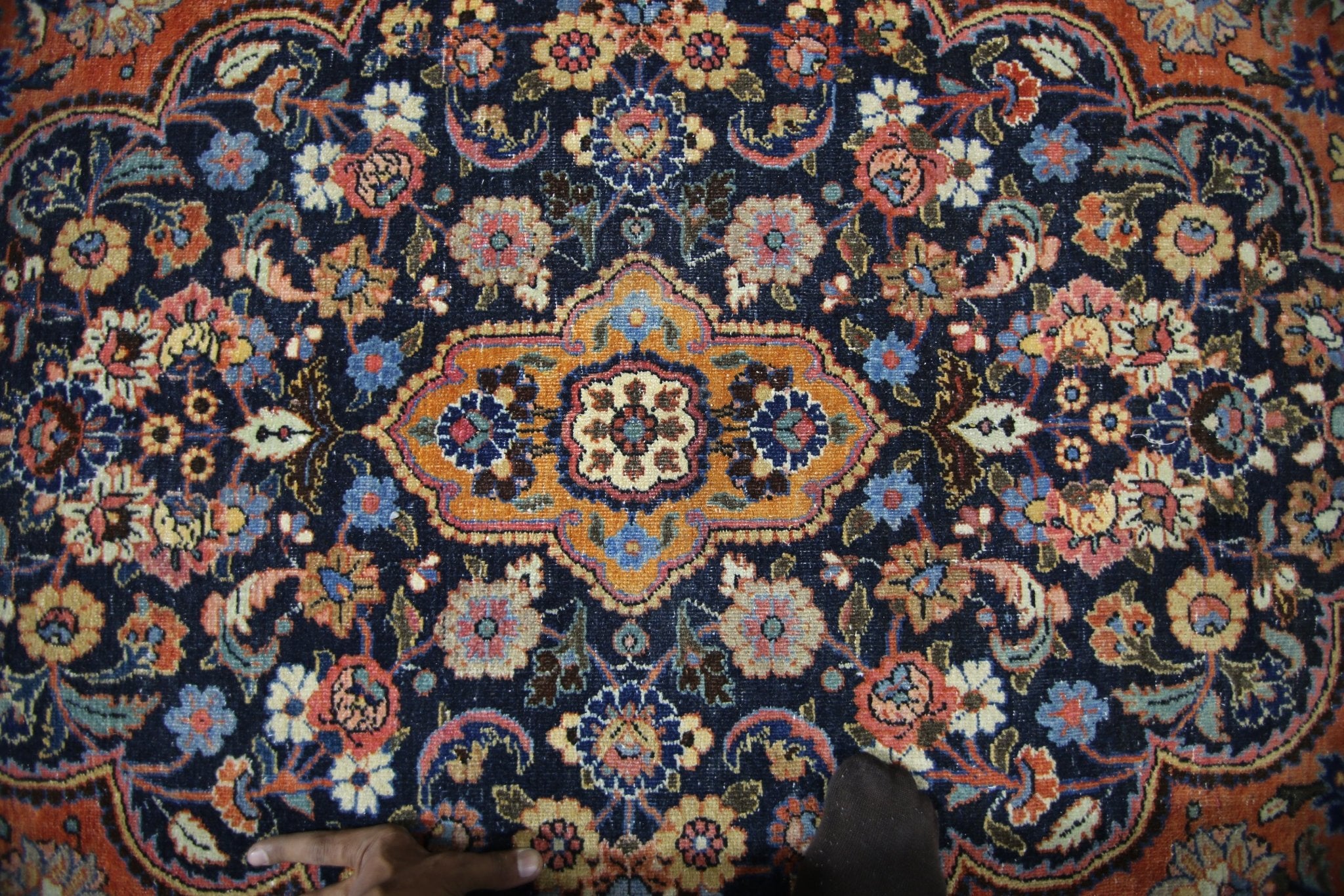 Handmade Vintage Persian Kashan Rug | 359 x 255 cm | 11'9" x 8'4" - Najaf Rugs & Textile