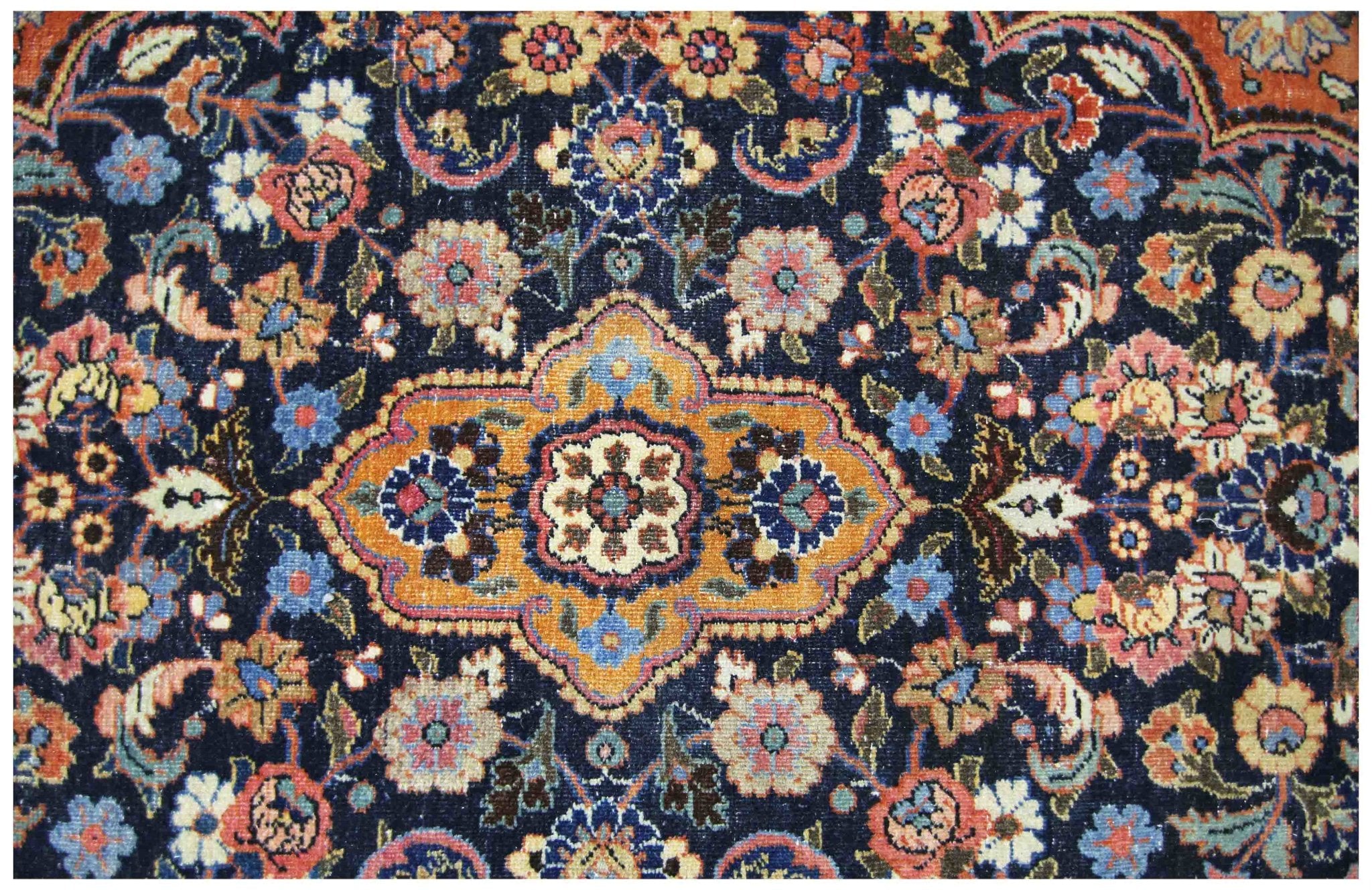 Handmade Vintage Persian Kashan Rug | 359 x 255 cm | 11'9" x 8'4" - Najaf Rugs & Textile