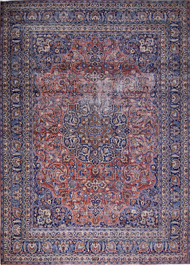Handmade Vintage Persian Kashan Rug | 386 x 296 cm | 12'8" x 9'9" - Najaf Rugs & Textile
