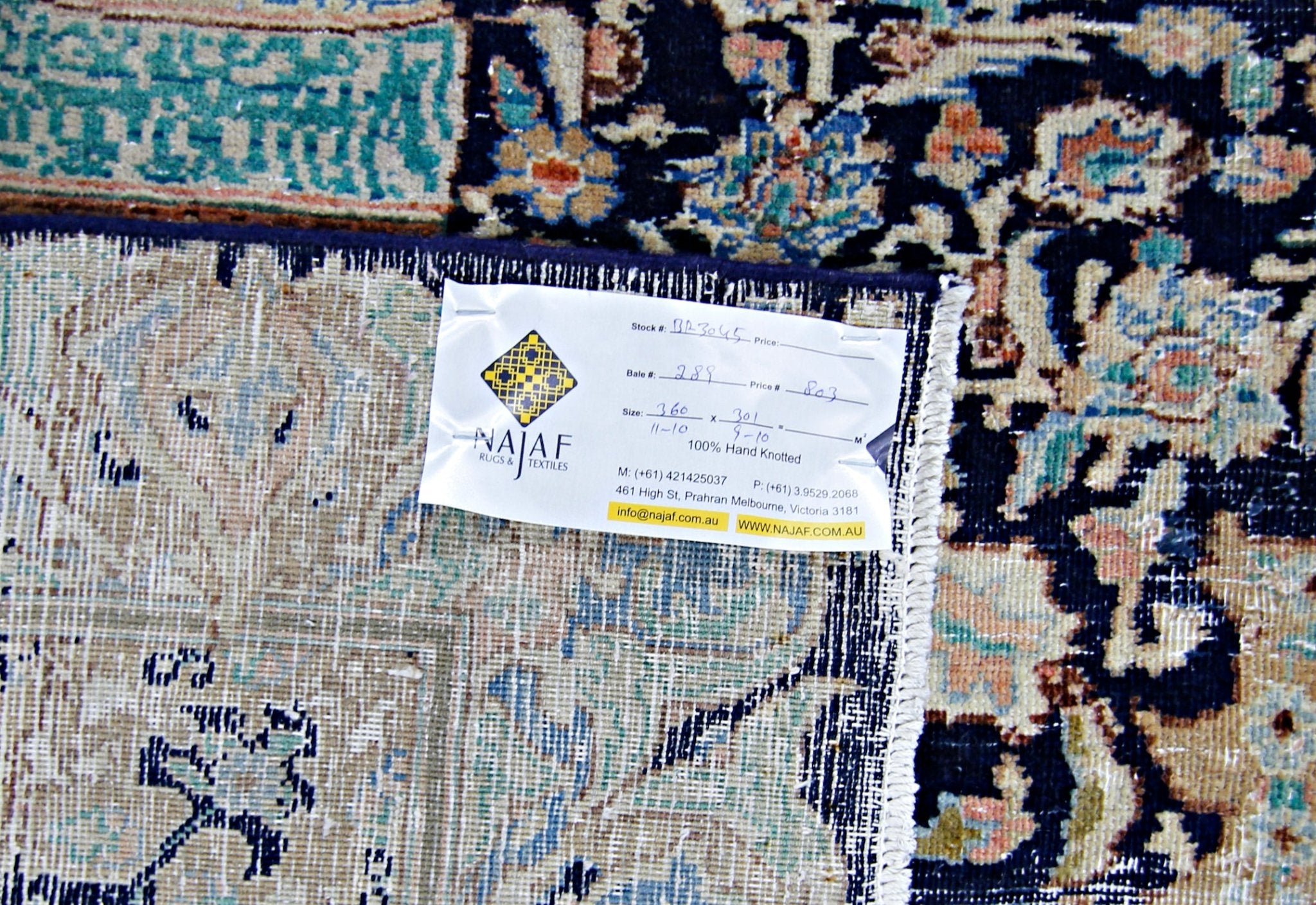 Handmade Vintage Persian Kashmar Rug | 360 x 301 cm | 11'10" x 9'10" - Najaf Rugs & Textile