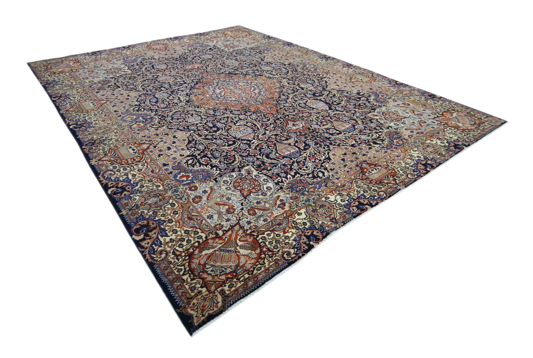 Handmade Vintage Persian Kashmar Rug | 387 x 305 cm | 12'8" x 10' - Najaf Rugs & Textile