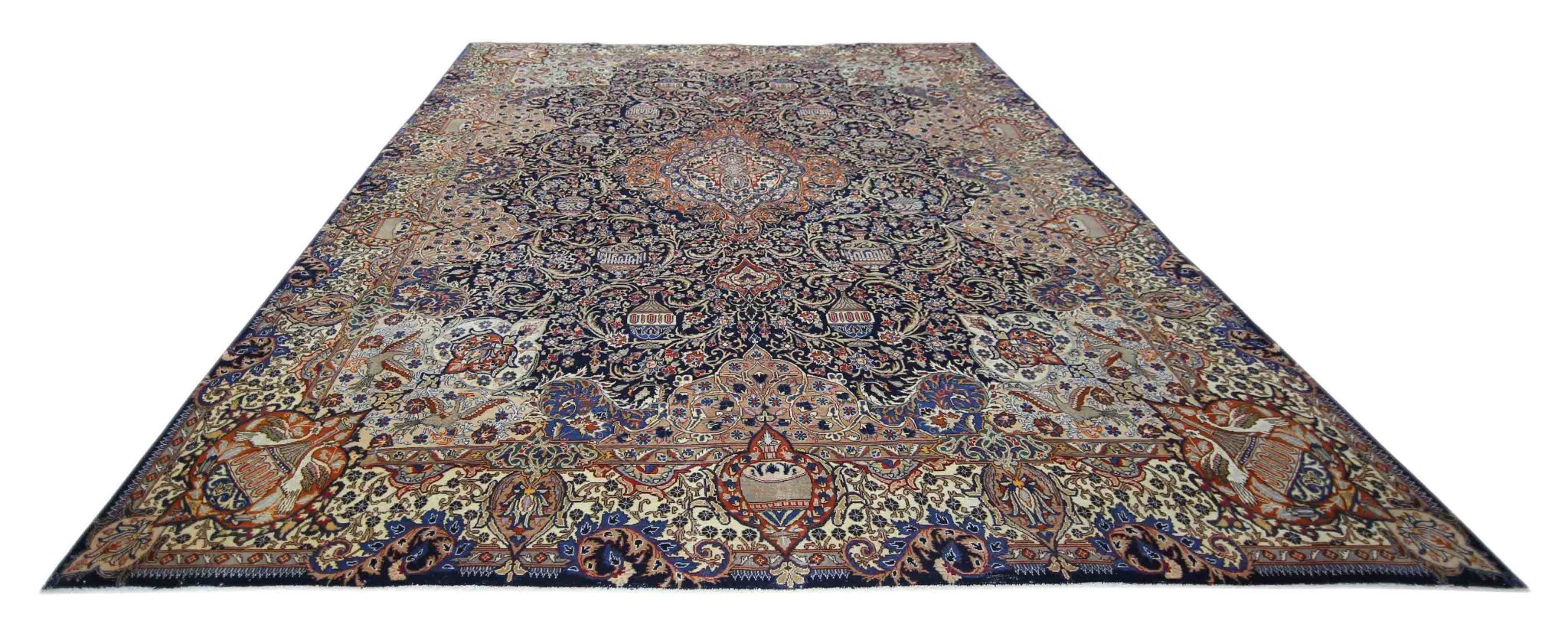 Handmade Vintage Persian Kashmar Rug | 387 x 305 cm | 12'8" x 10' - Najaf Rugs & Textile