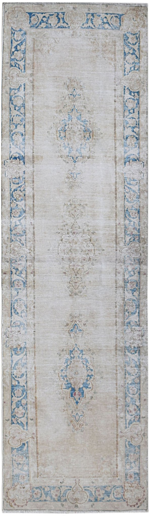 Handmade Vintage Persian Kerman Hallway Runner | 248 x 69 cm | 8'2" x 2'4" - Najaf Rugs & Textile