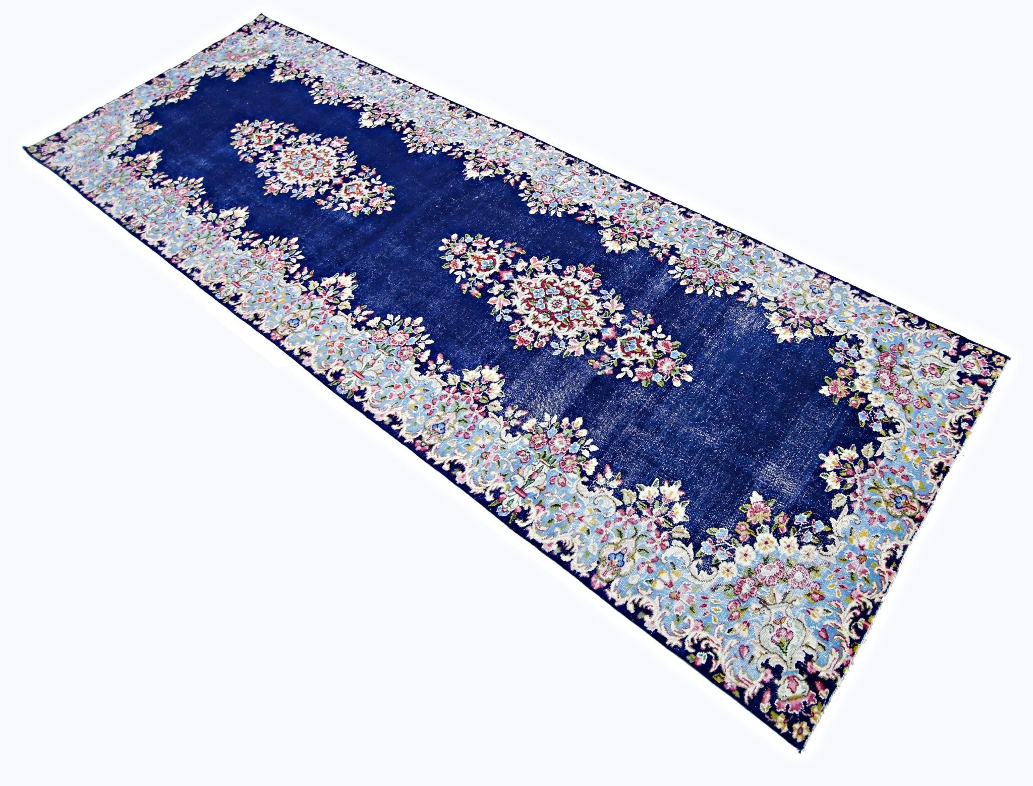 Handmade Vintage Persian Kerman Hallway Runner | 297 x 98 cm | 9'9" x 3'3" - Najaf Rugs & Textile