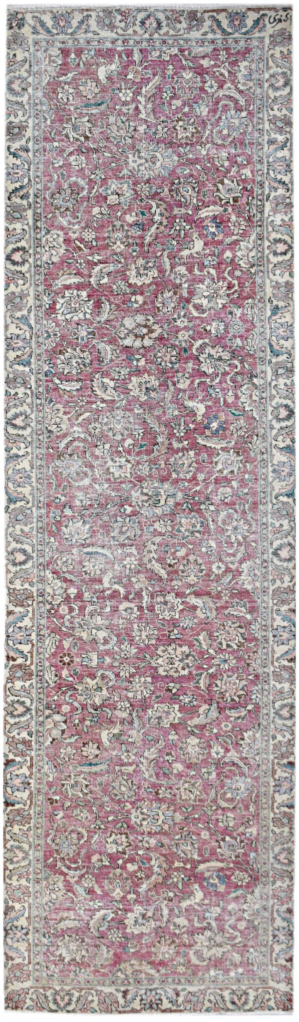 Handmade Vintage Persian Kerman Hallway Runner | 331 x 89 cm | 10'10" x 2'11" - Najaf Rugs & Textile