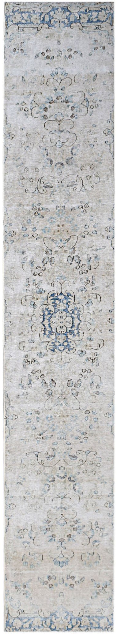 Handmade Vintage Persian Kerman Hallway Runner | 380 x 61 cm | 12'6" x 2' - Najaf Rugs & Textile