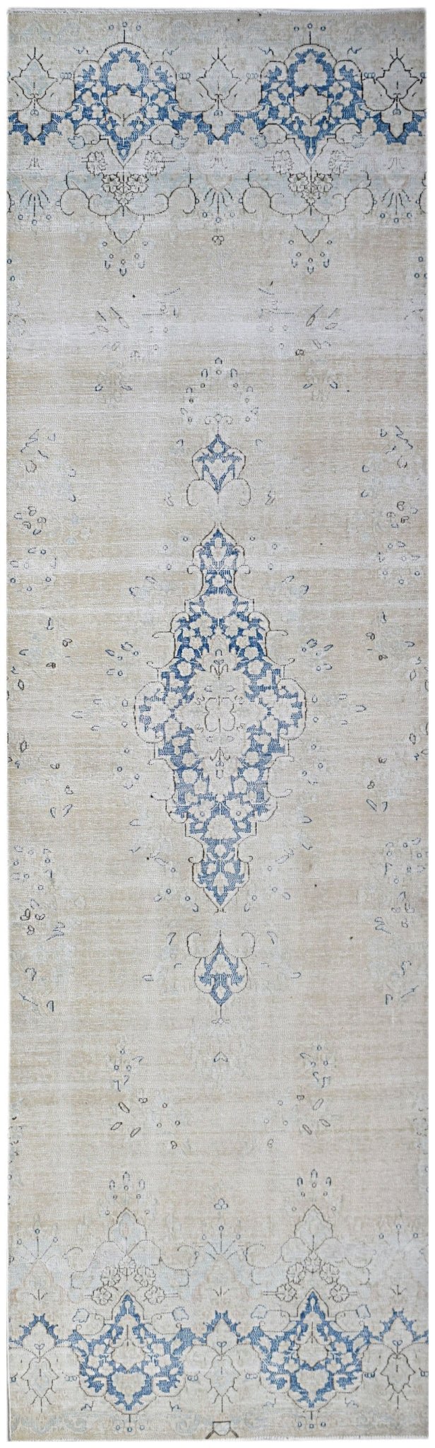 Handmade Vintage Persian Kerman Hallway Runner | 390 x 118 cm | 12'10" x 3'11" - Najaf Rugs & Textile