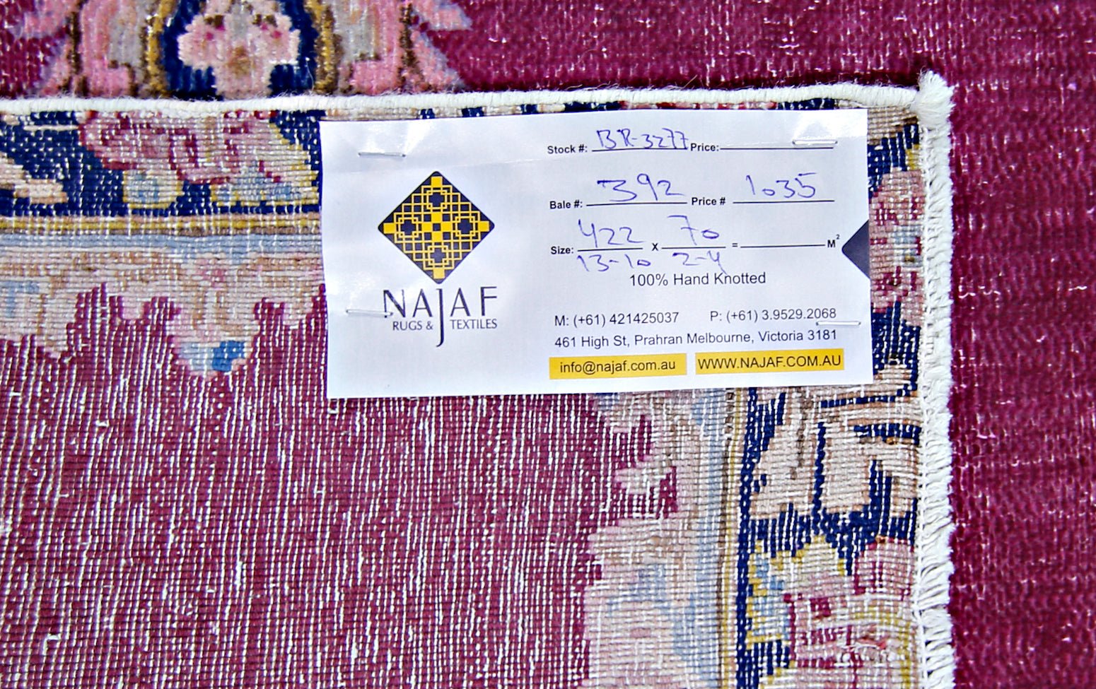 Handmade Vintage Persian Kerman Hallway Runner | 422 x 70 cm | 13'10" x 2'4" - Najaf Rugs & Textile