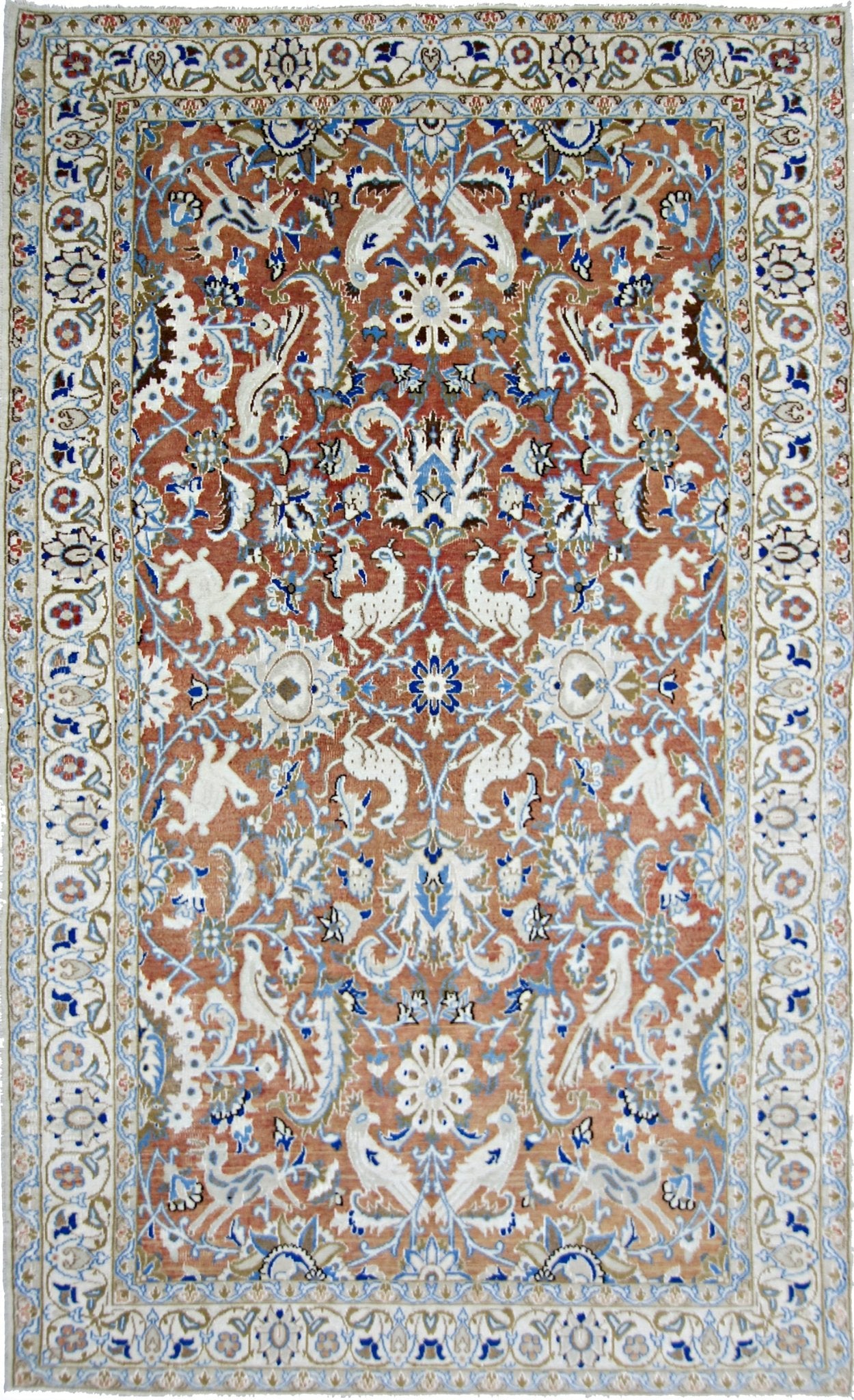 Handmade Vintage Persian Kerman Hunting Rug | 197 x 118 cm | 6'5" x 3'10" - Najaf Rugs & Textile