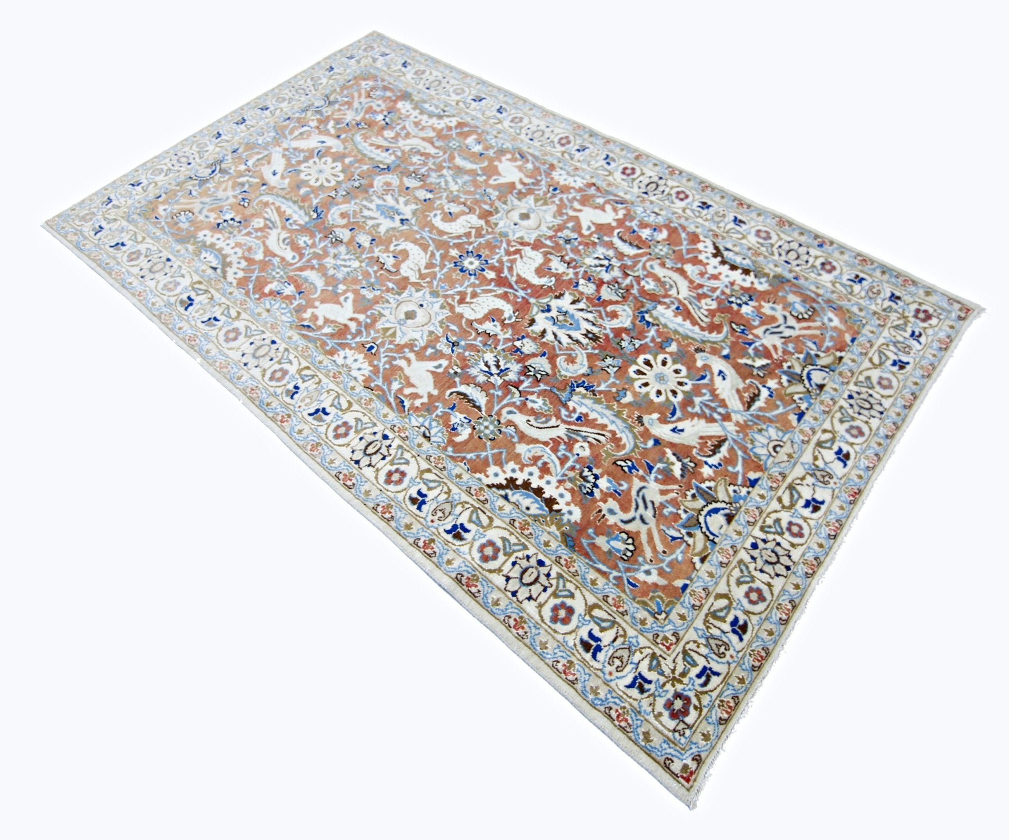 Handmade Vintage Persian Kerman Hunting Rug | 197 x 118 cm | 6'5" x 3'10" - Najaf Rugs & Textile