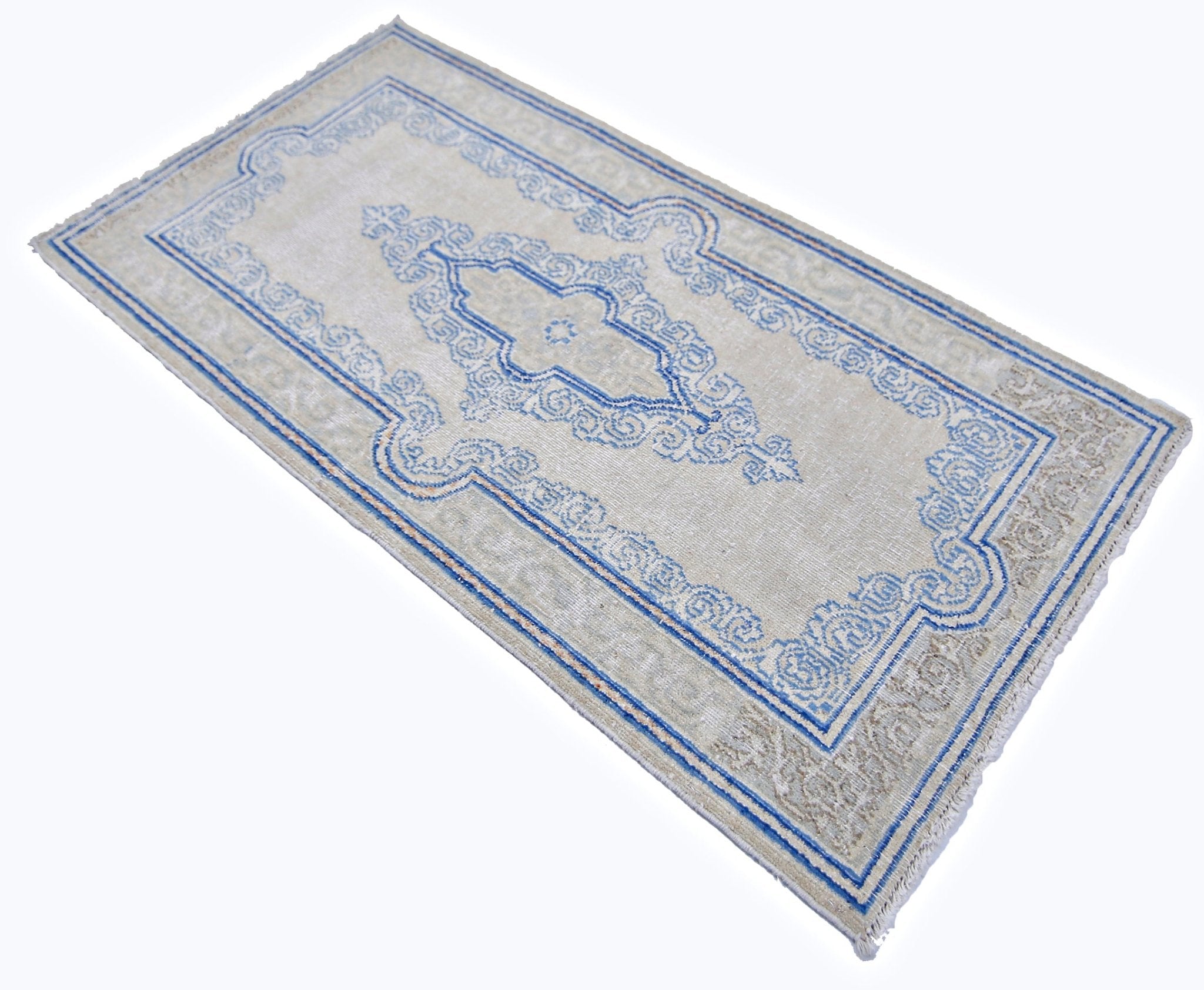 Handmade Vintage Persian Kerman Rug | 110 x 57 cm | 3'7" x 1'10" - Najaf Rugs & Textile