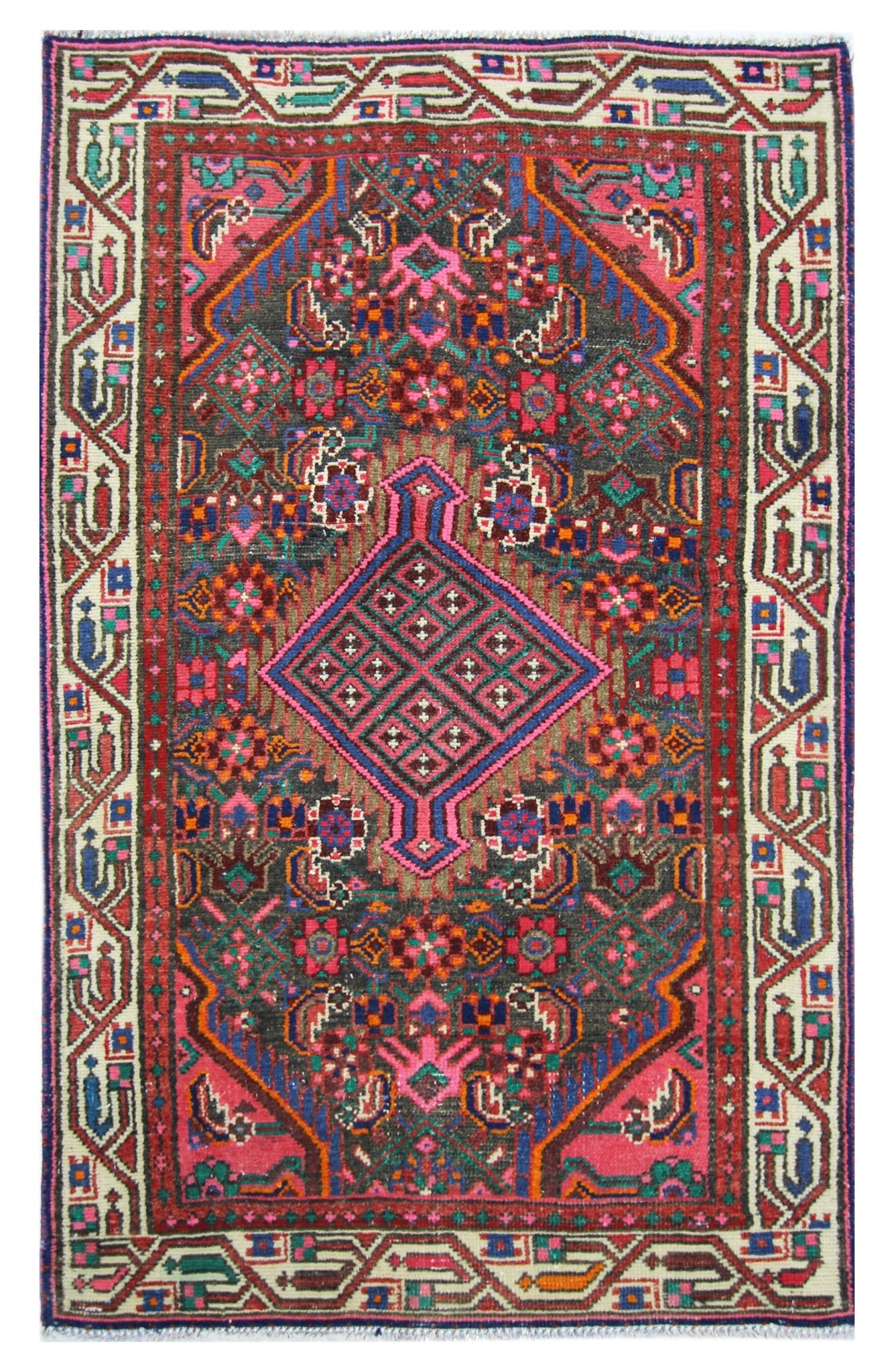 Handmade Vintage Persian Kerman Rug | 119 x 74 cm | 3'11" x 2'5" - Najaf Rugs & Textile